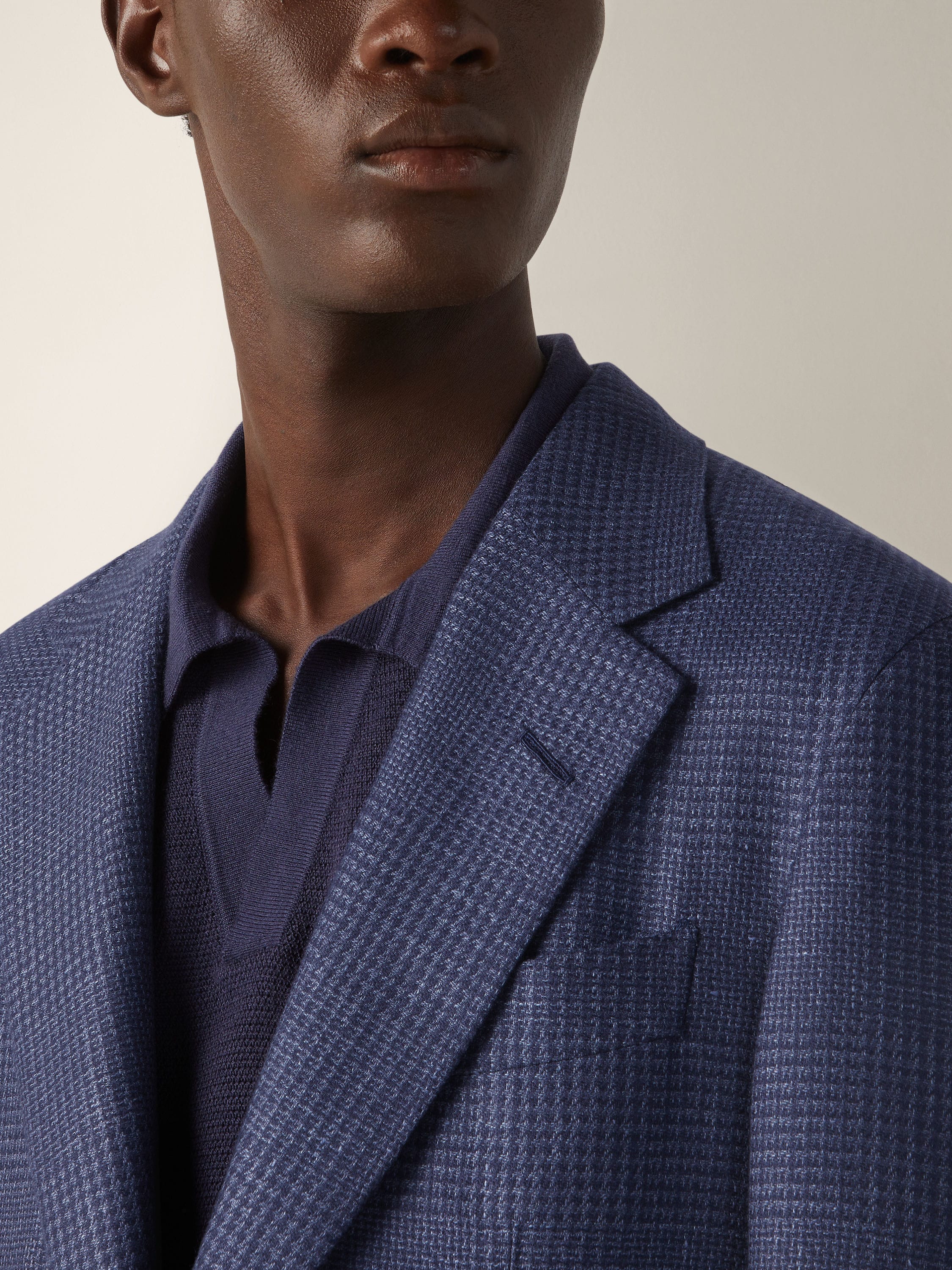 Jackett aus Kaschmir, Seide und Leinen in Blau Detailfoto #2 des Produkts