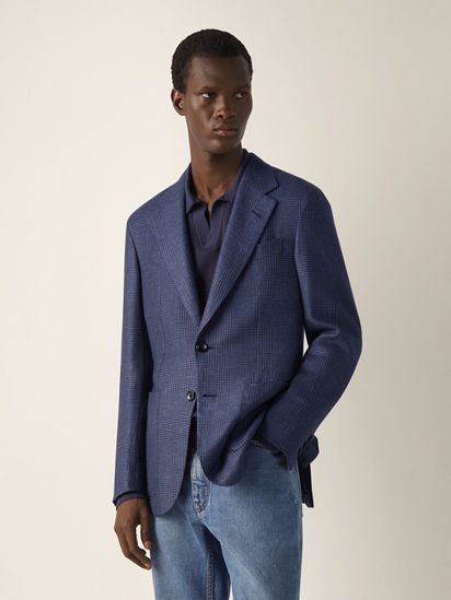 Blue Cashmere Silk and Linen Jacket SS26 37113664 | Zegna US