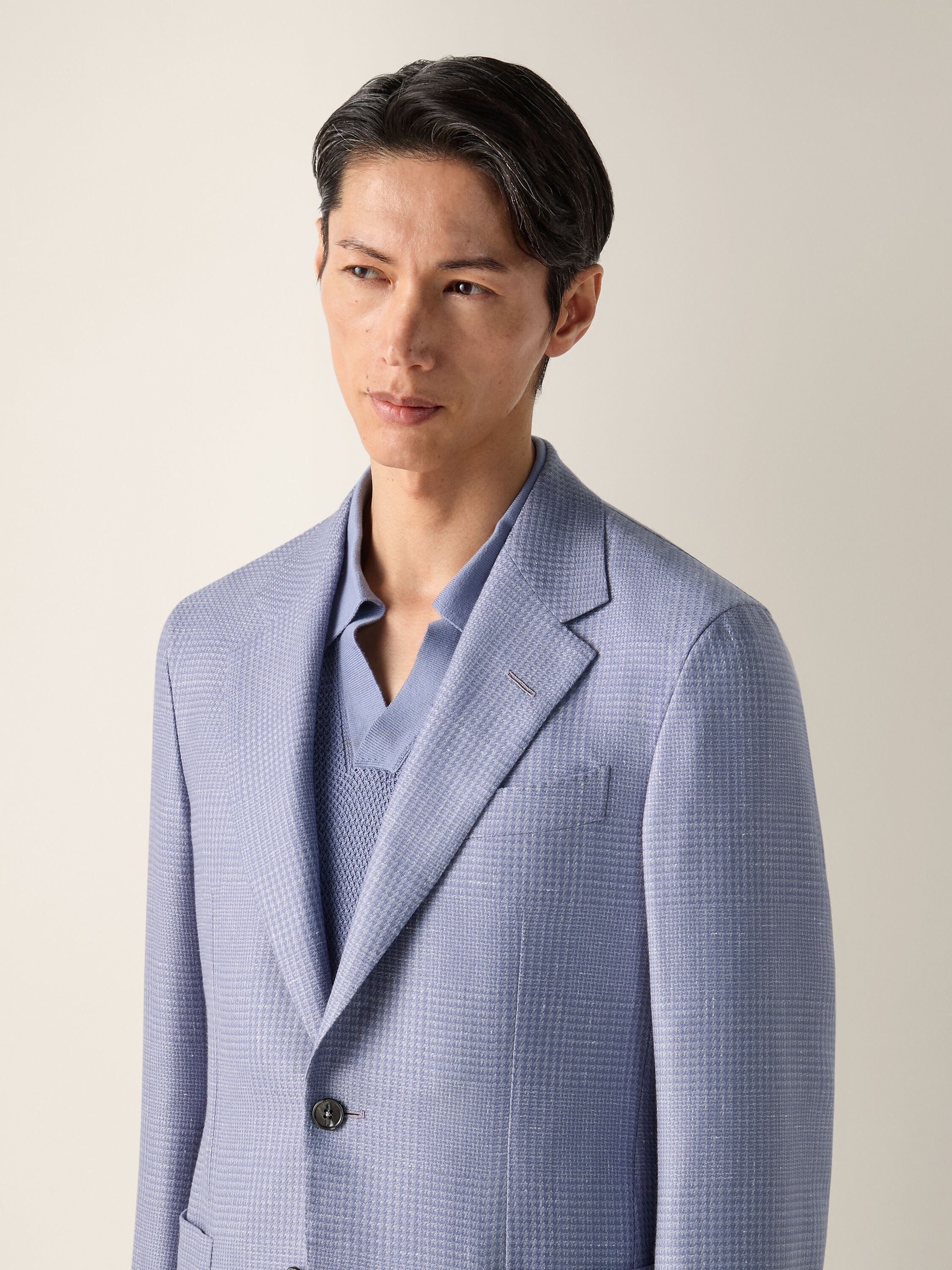 Lilac Cashmere Silk and Linen Jacket Product detail photo #2