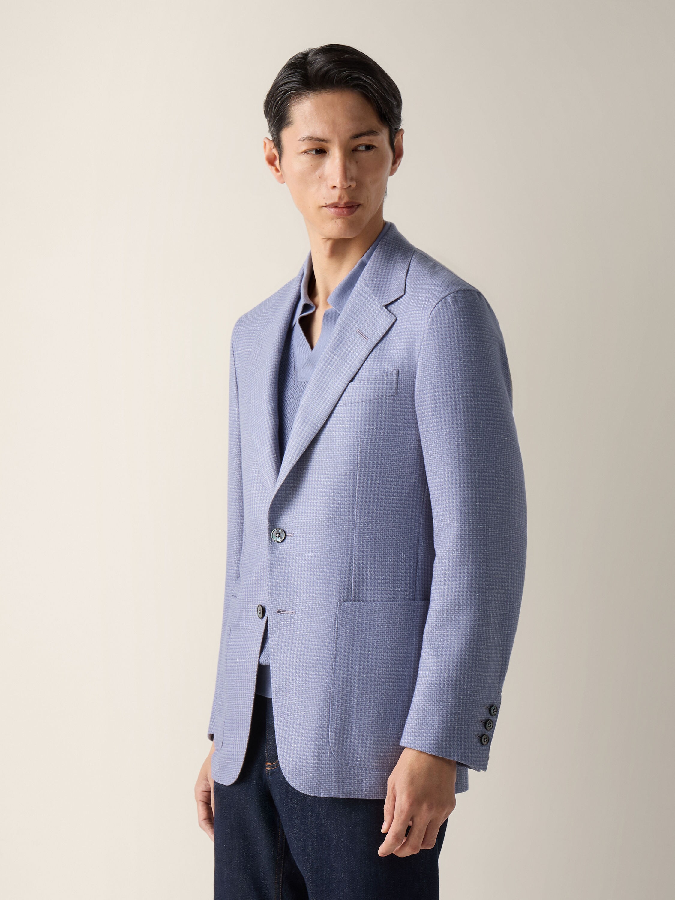 Lilac Cashmere Silk and Linen Jacket Product detail photo #3