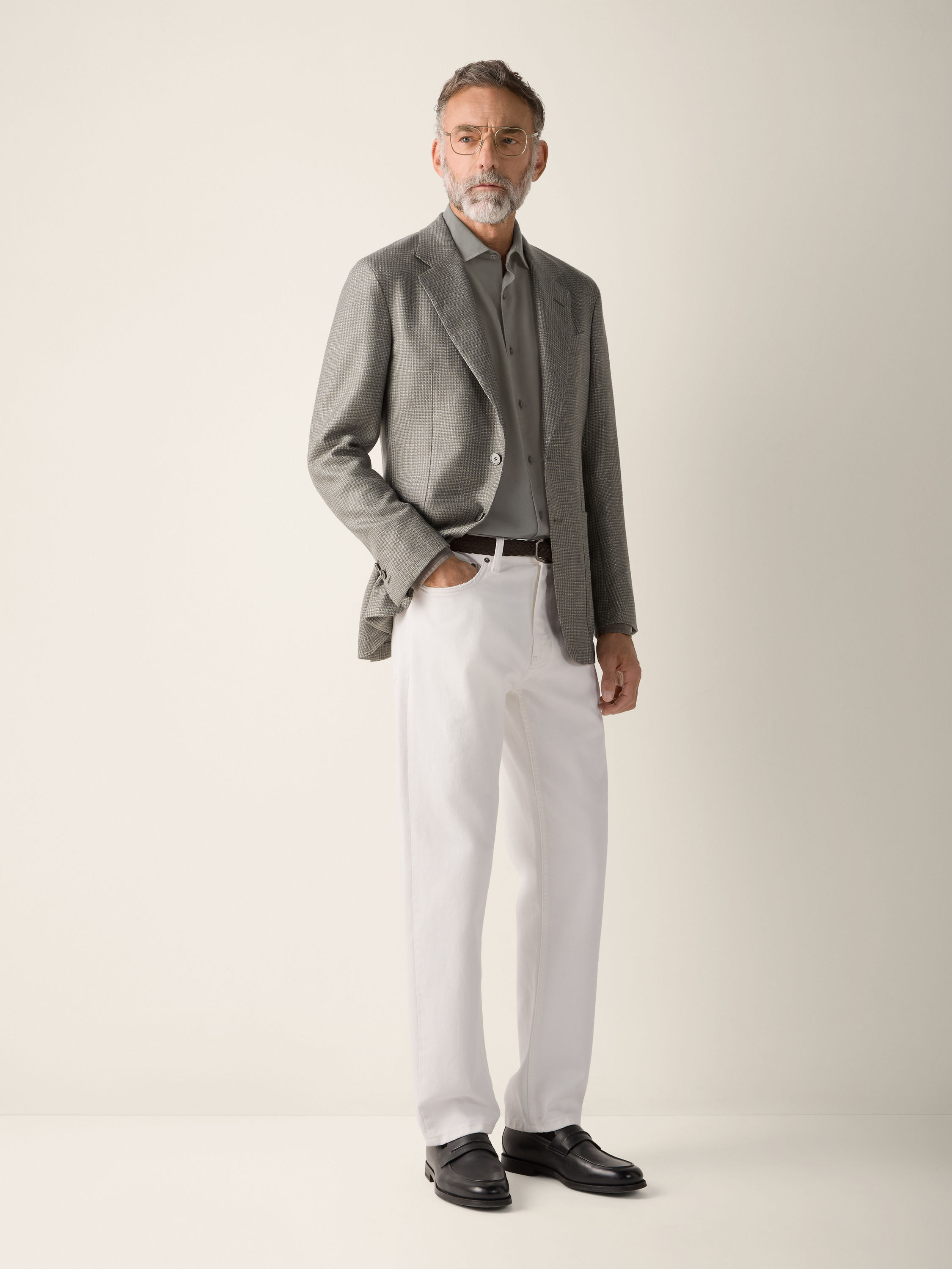 Jacke aus Kaschmir, Seide und Leinen in hellem Taupe Detailfoto #1 des Produkts