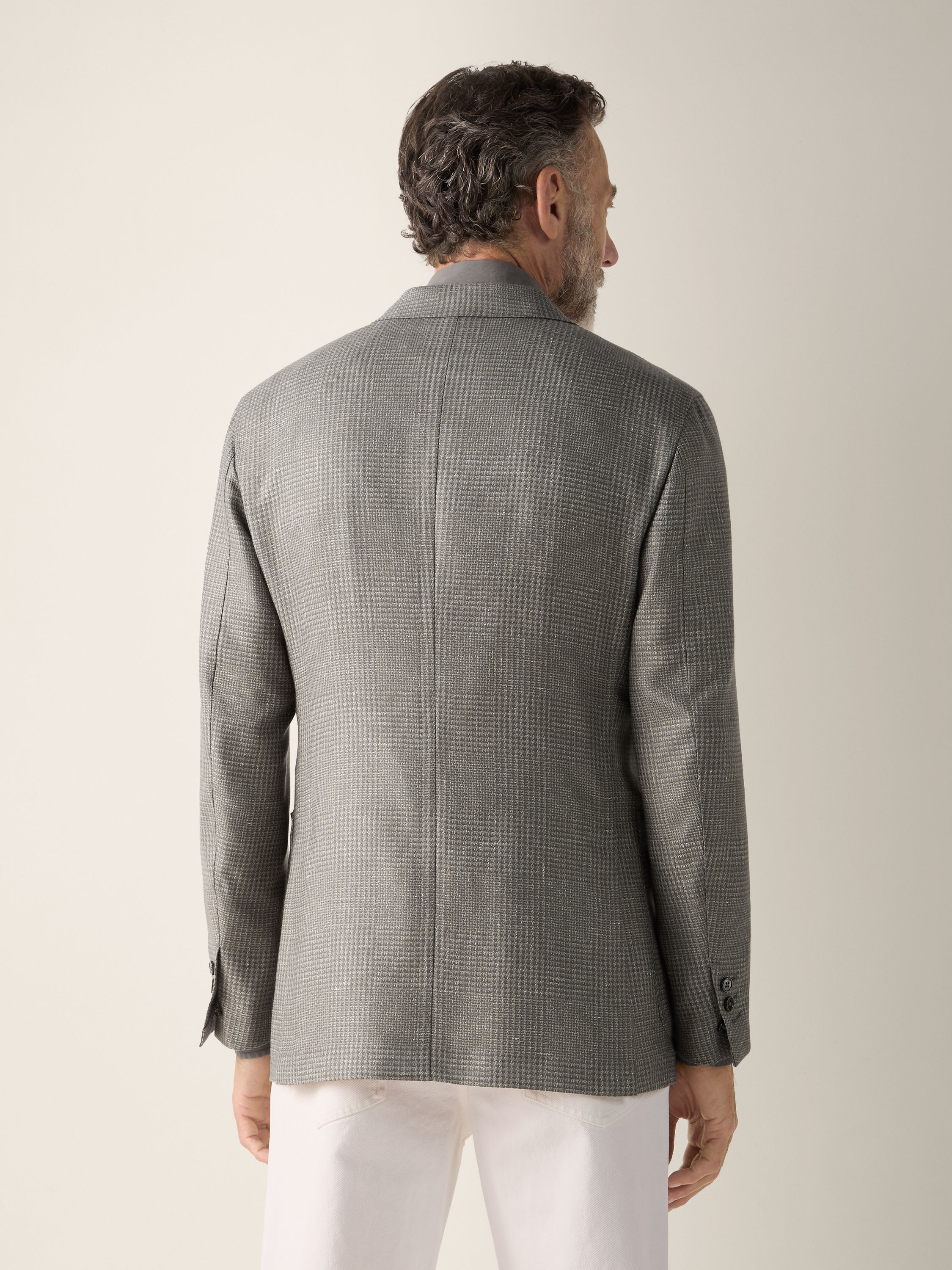 Jacke aus Kaschmir, Seide und Leinen in hellem Taupe Detailfoto #5 des Produkts