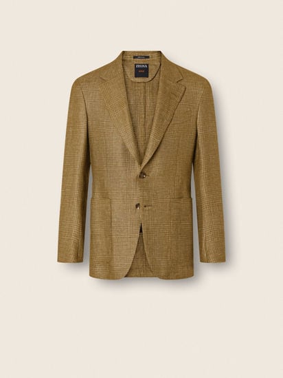 Olive Green Cashmere Linen and Silk Jacket SS26 37114181 | Zegna US