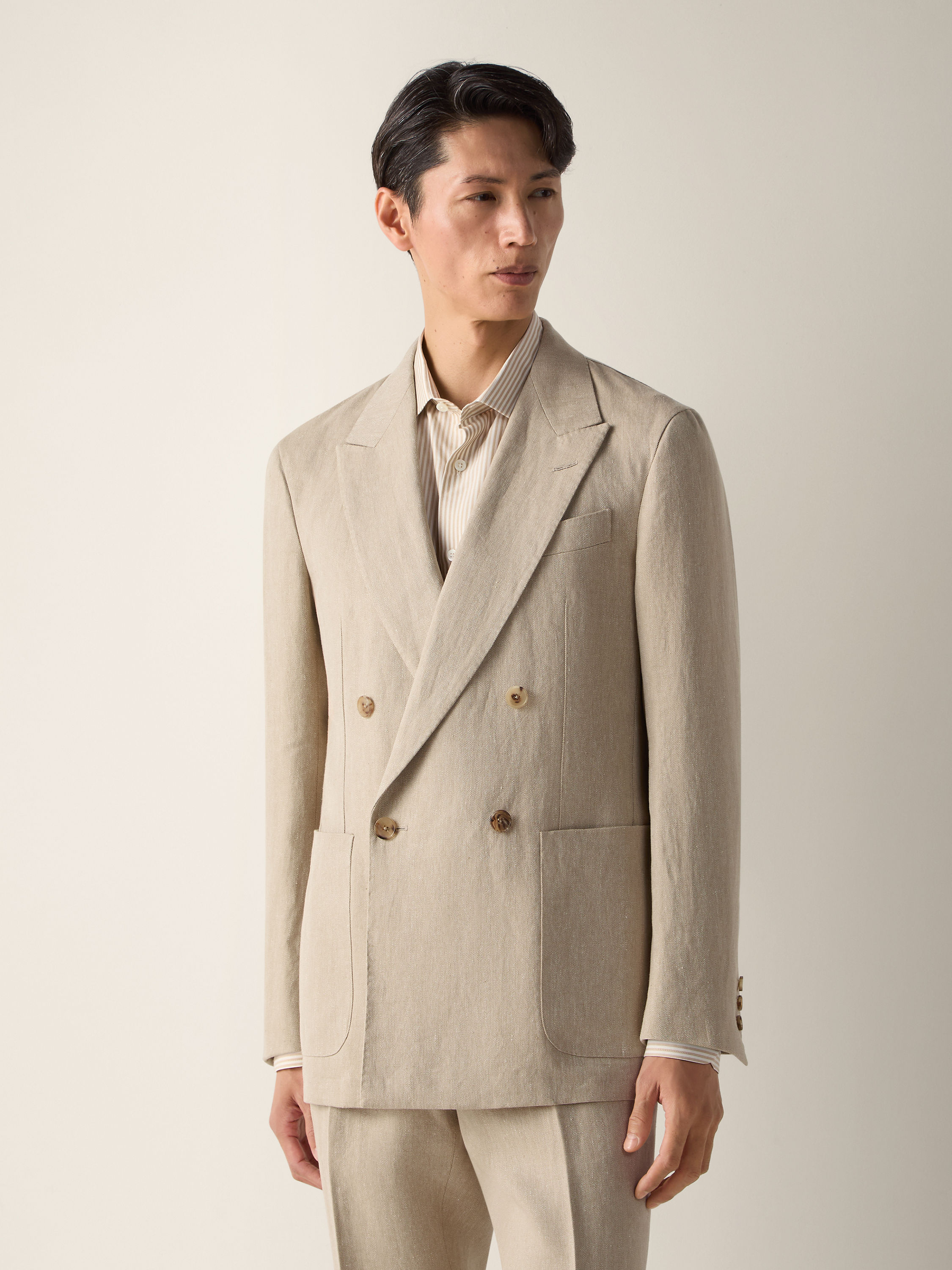 Giacca in Oasi Lino Tortora Chiaro Foto #3 di dettaglio del prodotto