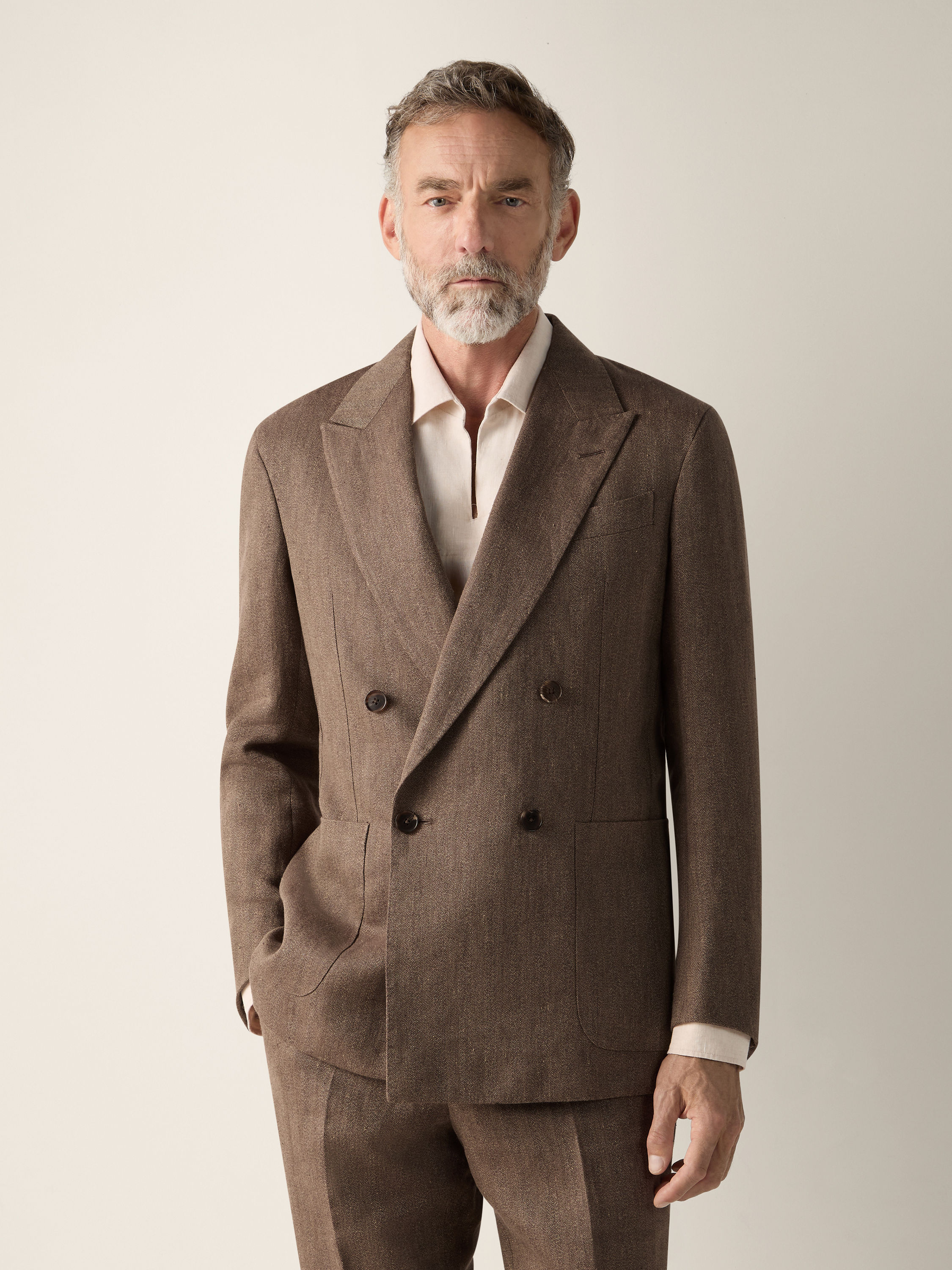 Dark Taupe Oasi Lino Jacket Product detail photo #3