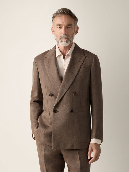 Dark Taupe Oasi Lino Jacket SS26 37132809 | Zegna US