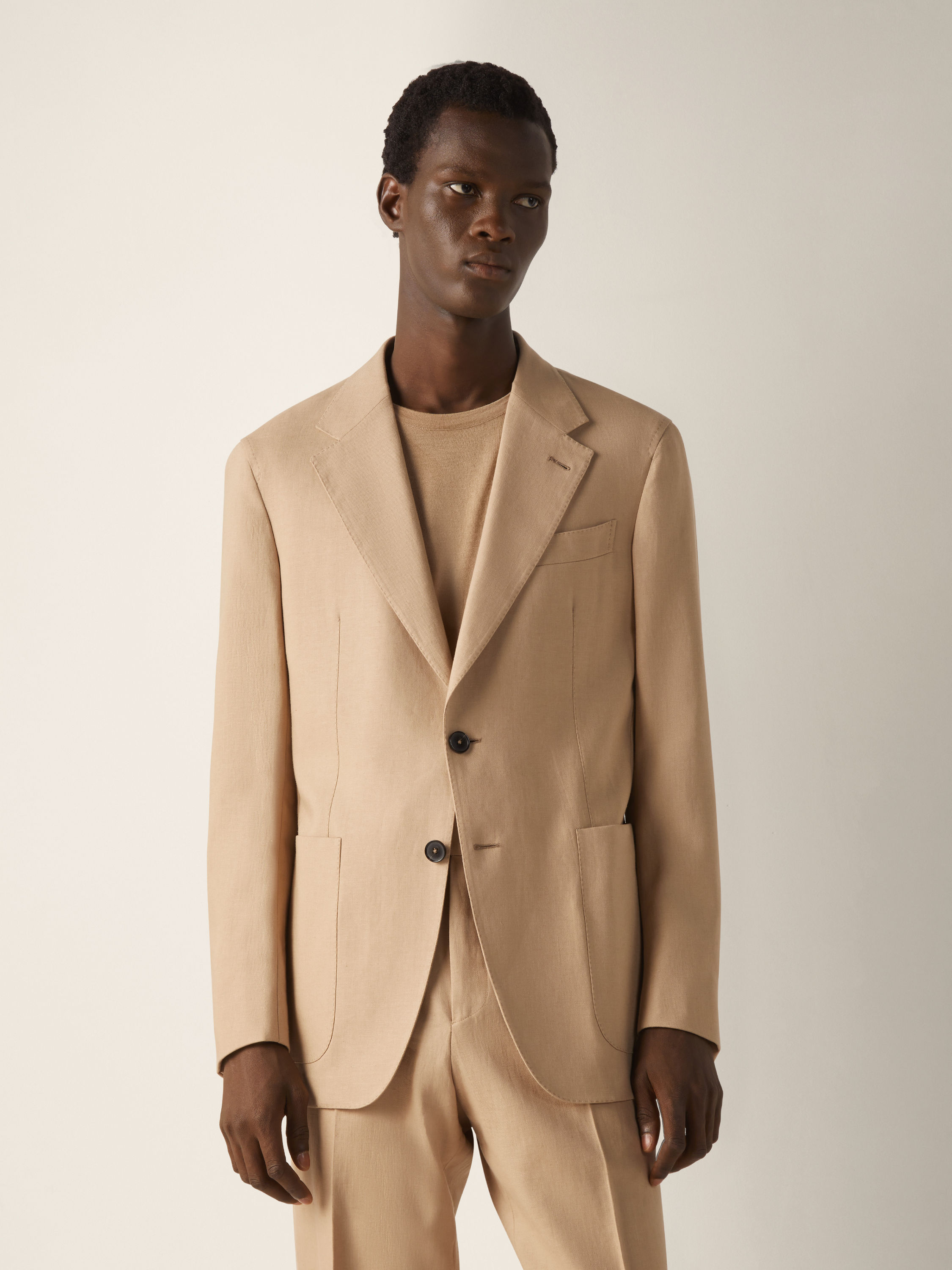 Beige Oasi Lino Jacket Product detail photo #3