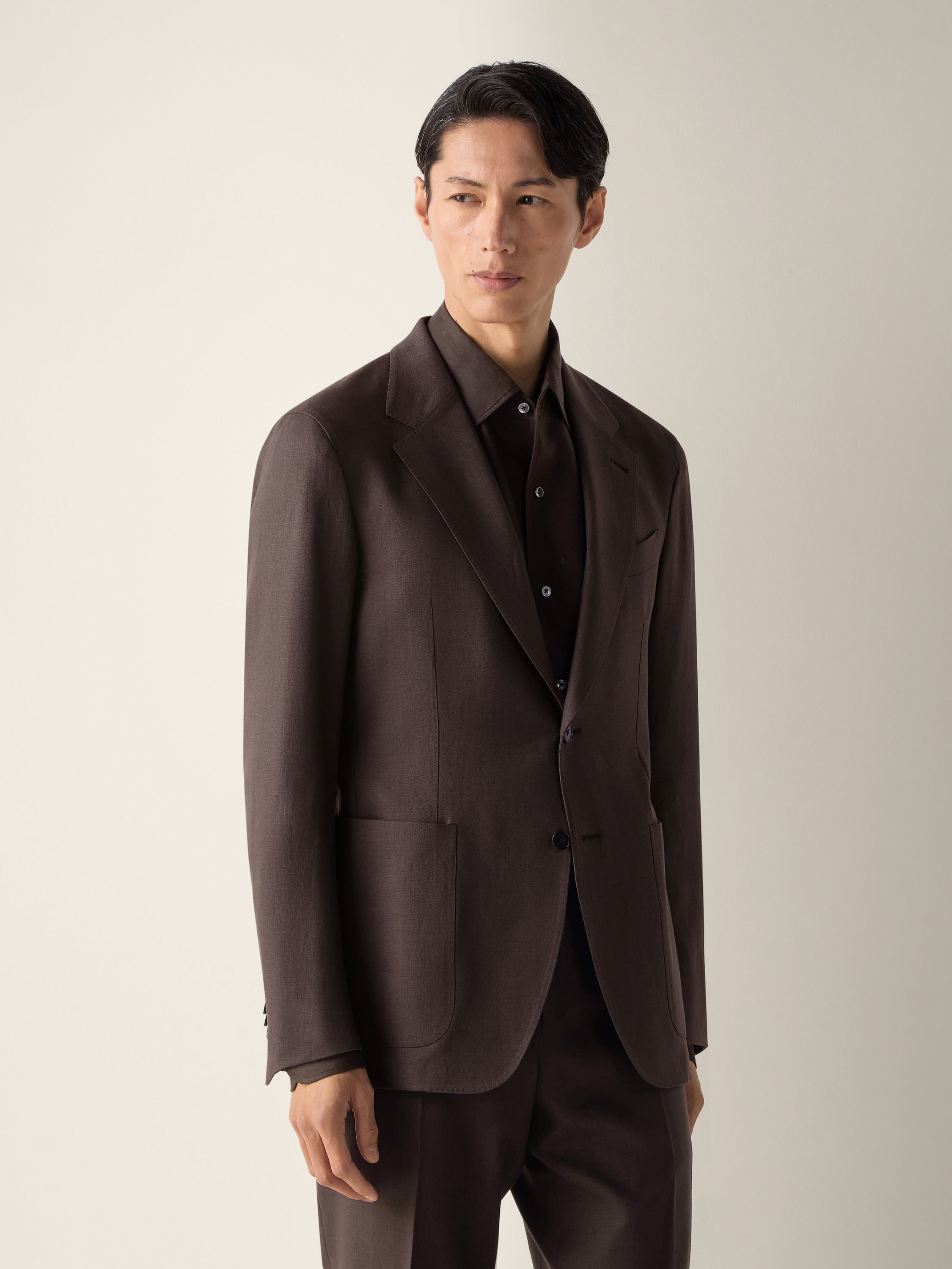 Dark Brown Oasi Lino Jacket Product detail photo #3