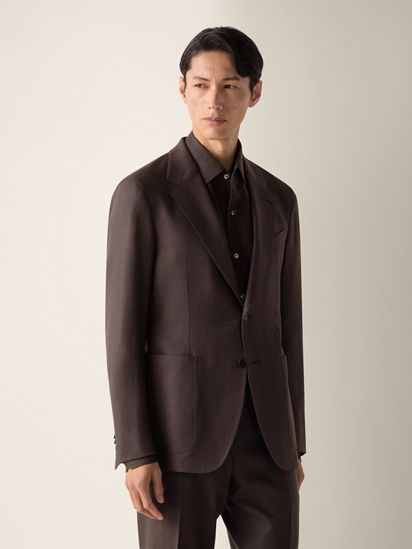 Dark Brown Oasi Lino Jacket SS26 37134849 | Zegna US