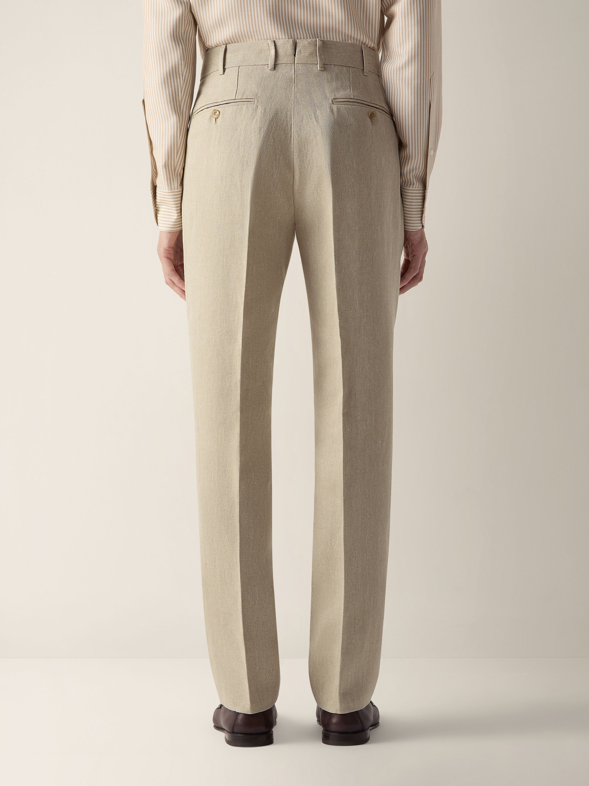 Light Taupe Oasi Lino Pants Product detail photo #5