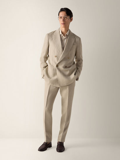 Light Taupe Oasi Lino Pants SS26 37115891 | Zegna US