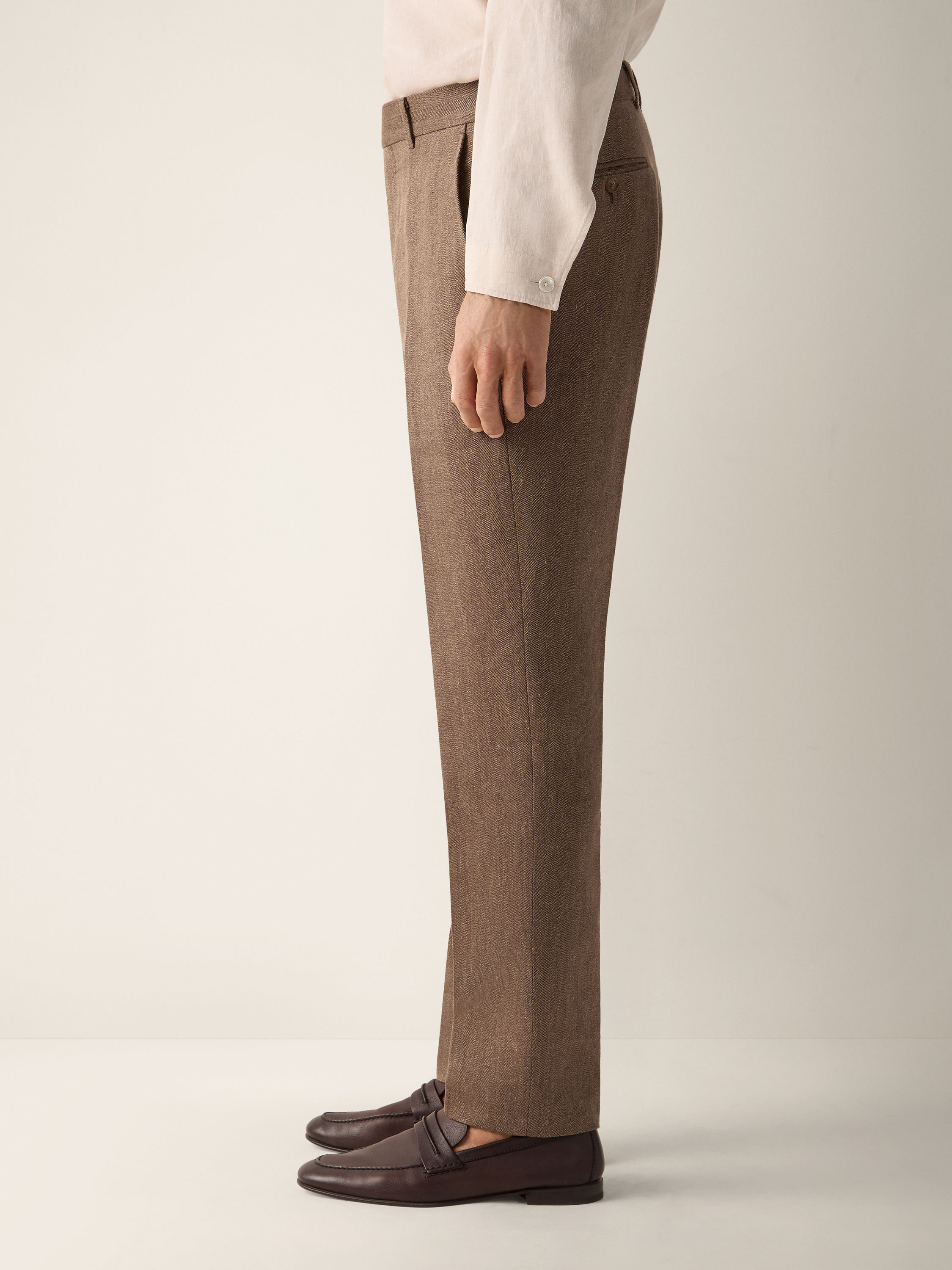 Brown Oasi Lino Pants Product detail photo #3