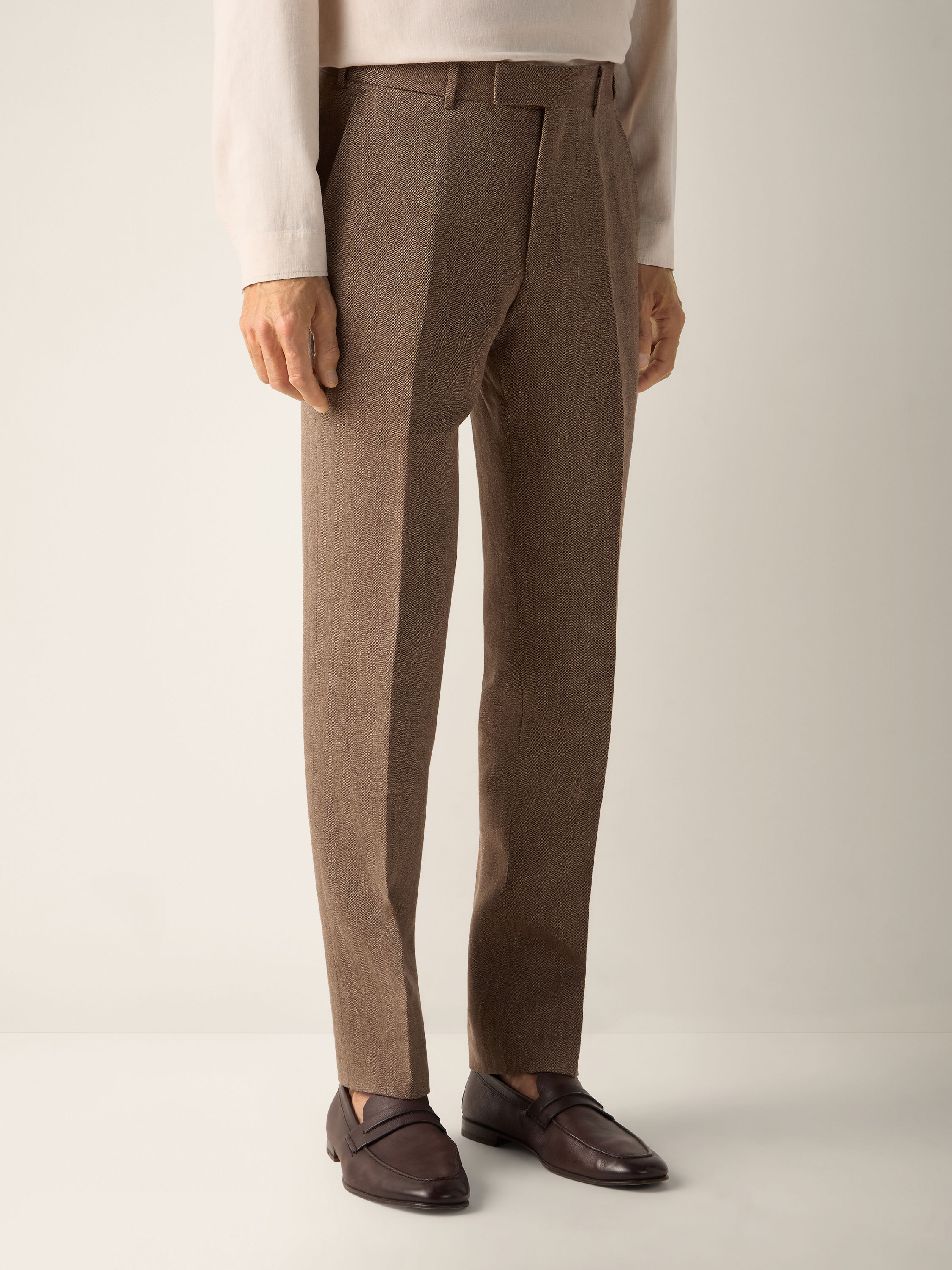 Brown Oasi Lino Pants Product detail photo #4