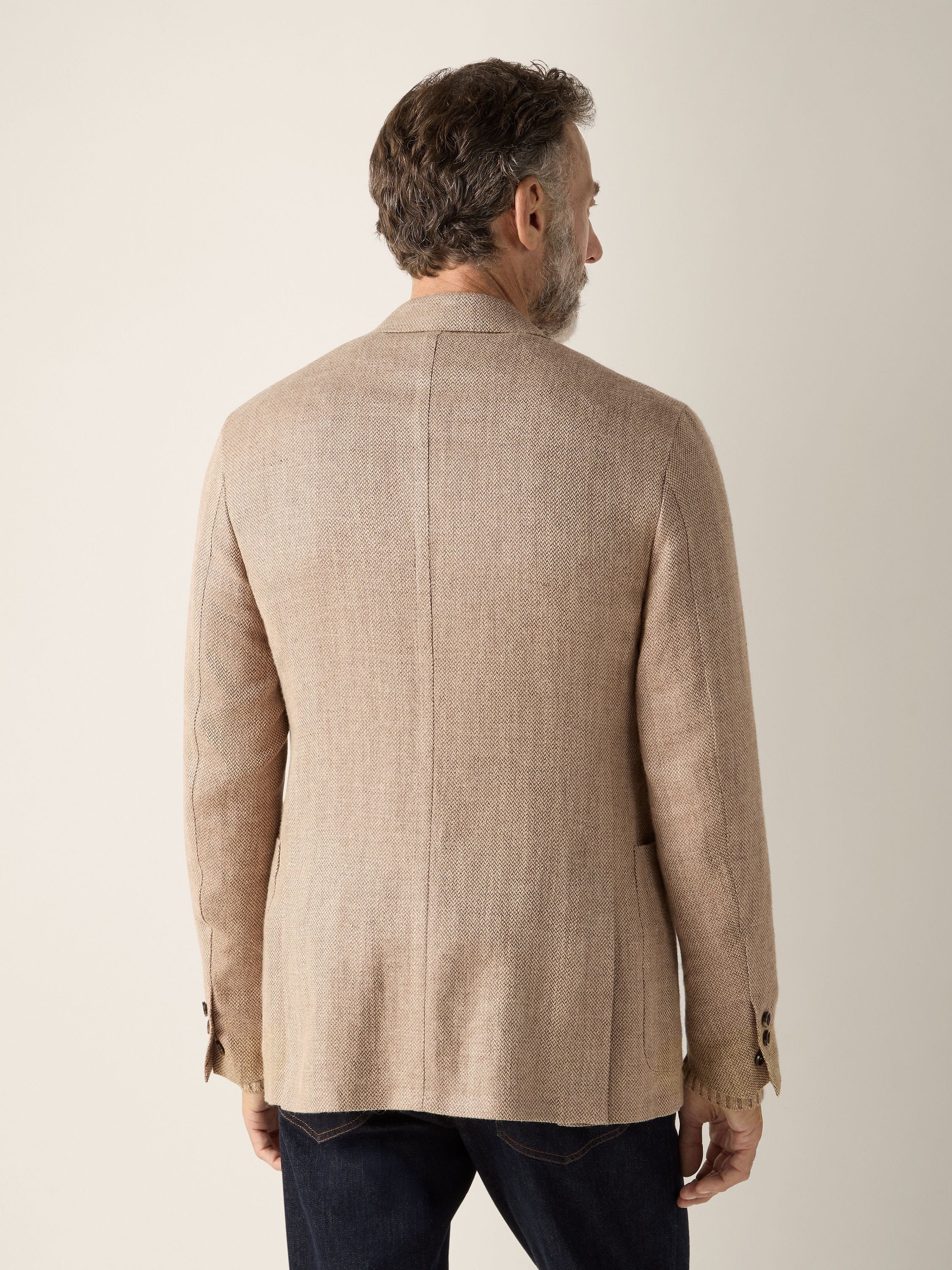 Hemdjacke aus Kaschmir, Seide und Leinen in Beige Detailfoto #5 des Produkts