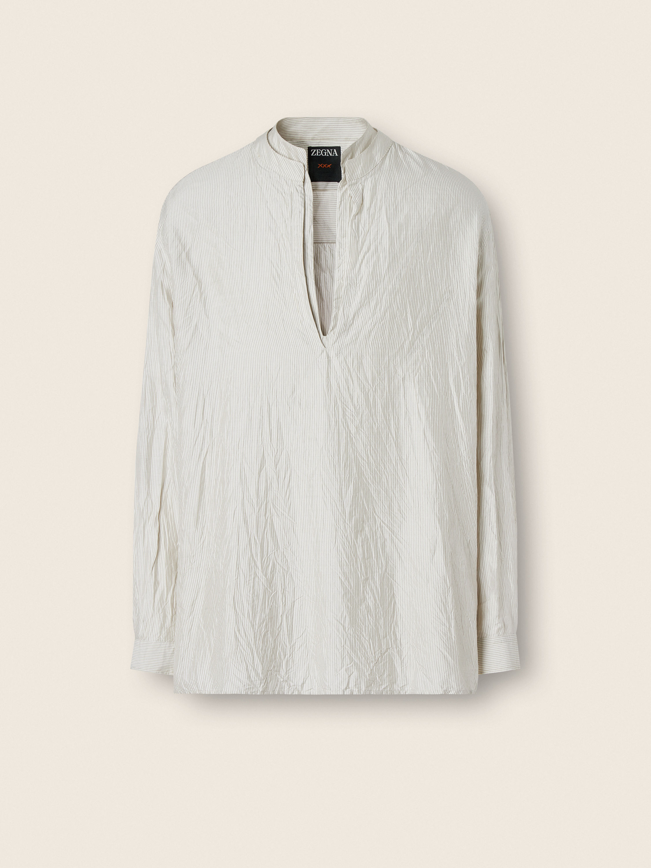 Camisa de Seda a Rayas Blancas y Grises Foto principal del producto