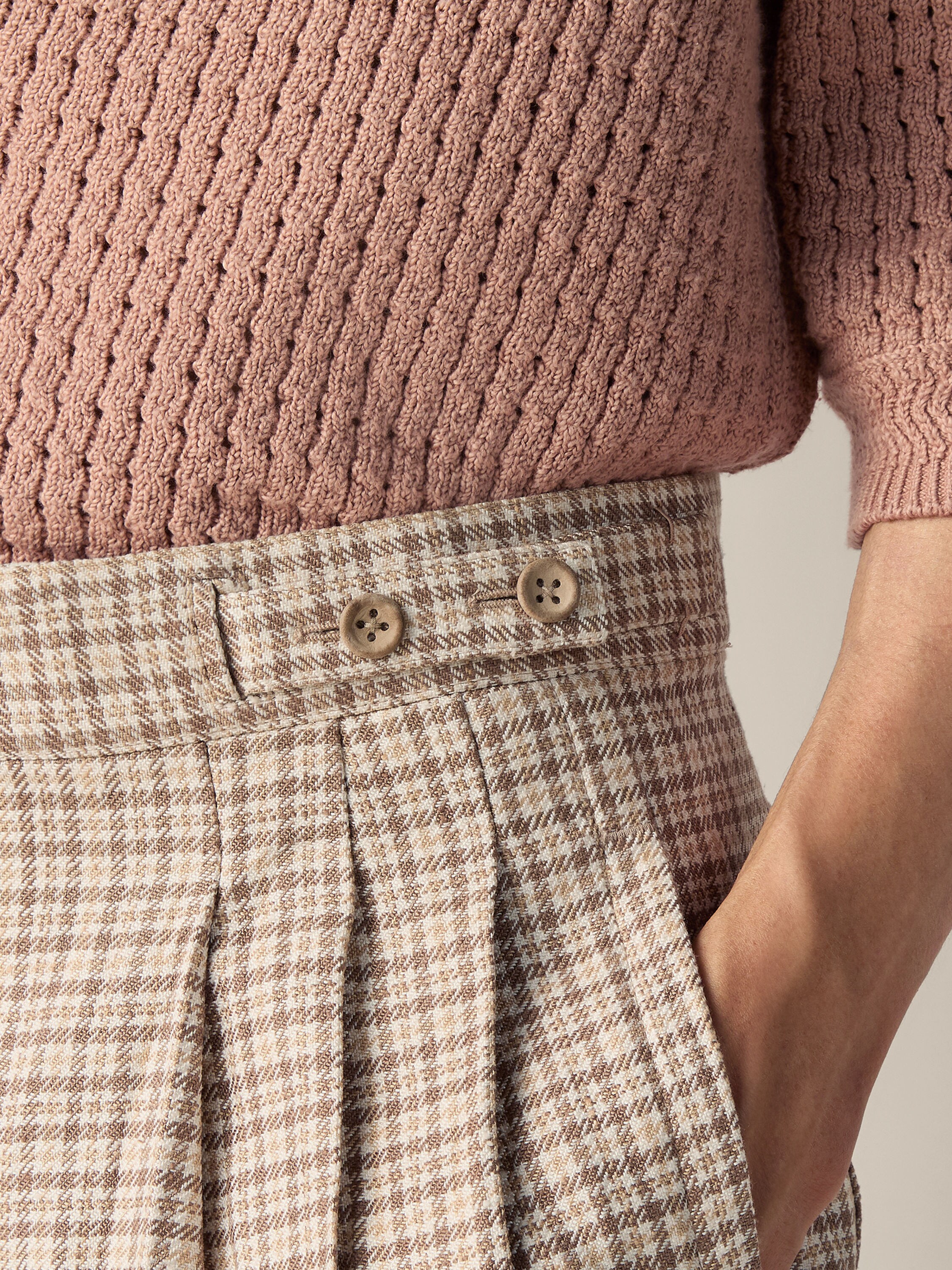 Beige and Brown Silk Shorts Product detail photo #1