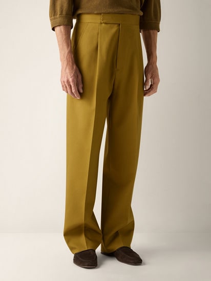 Olive Green Silk and Wool Pants SS26 37473296 | Zegna CZ