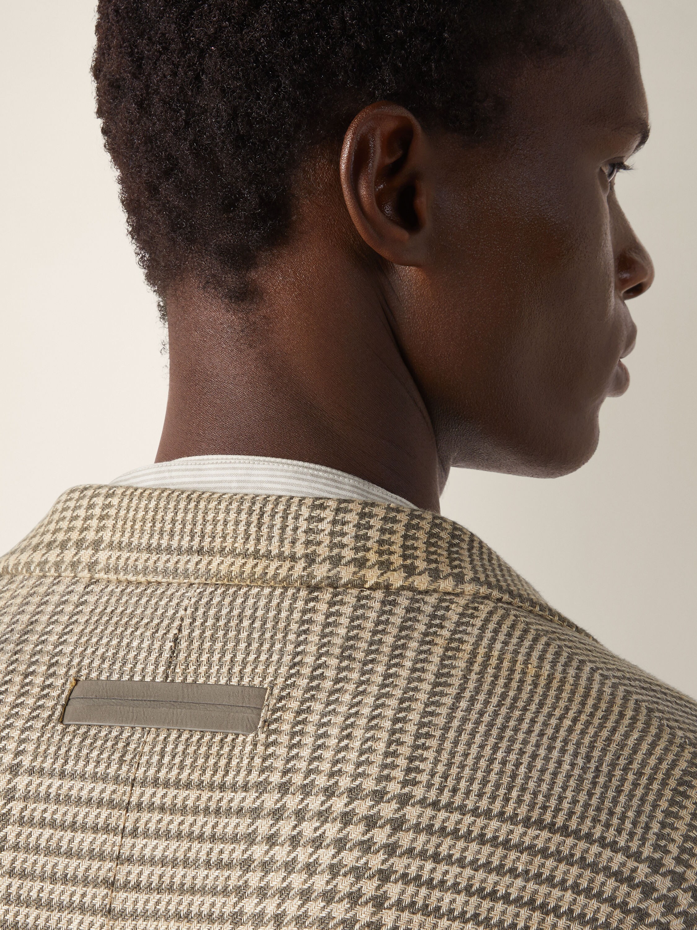 Giacca in Lino Lana e Seta Crossover Verde Oliva e Bianco Foto #2 di dettaglio del prodotto