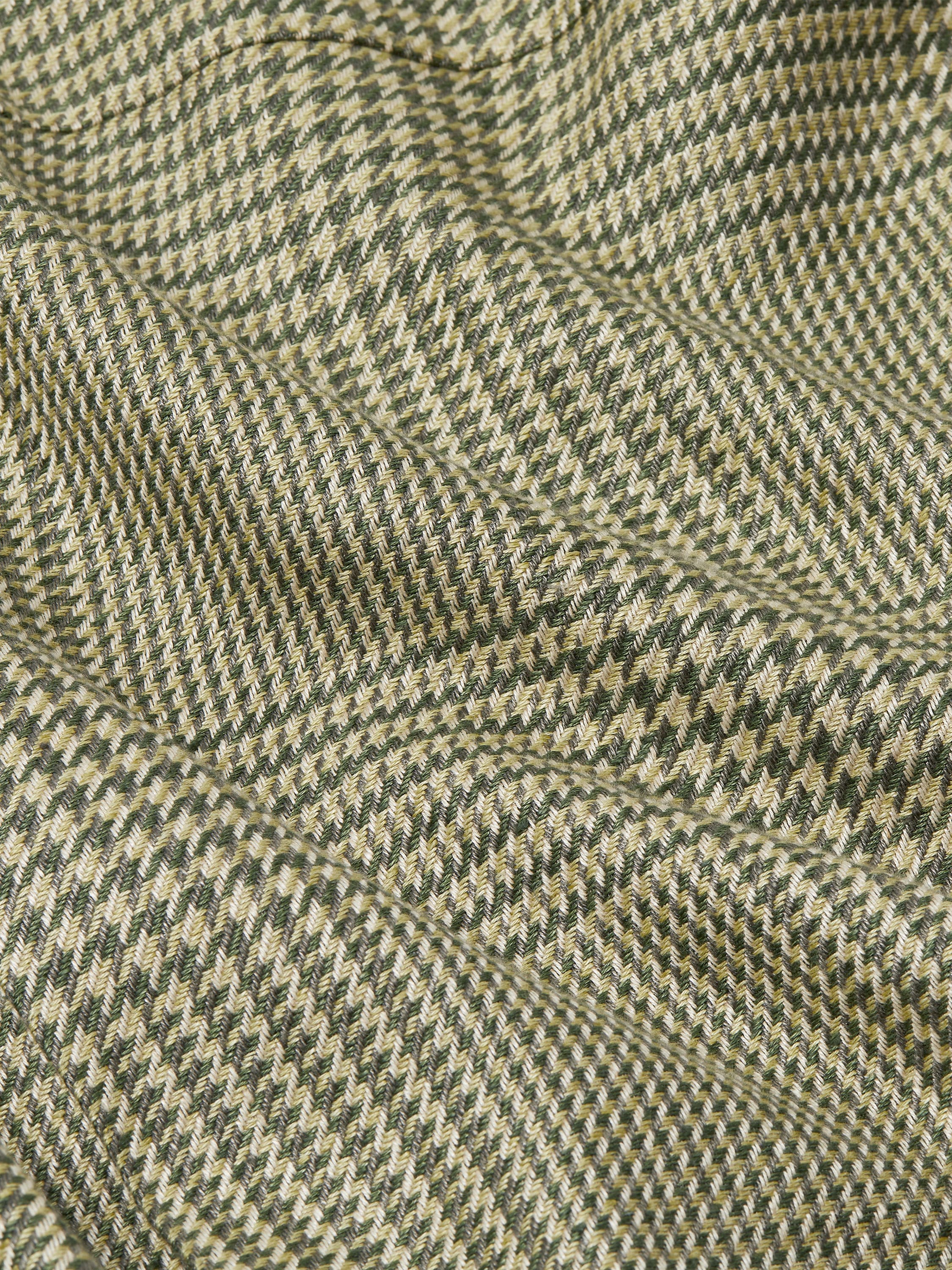 Crossover Hemd aus Leinen, Wolle und Seide mit Prince-of-Wales-Muster in Olivgrün Detailfoto #2 des Produkts
