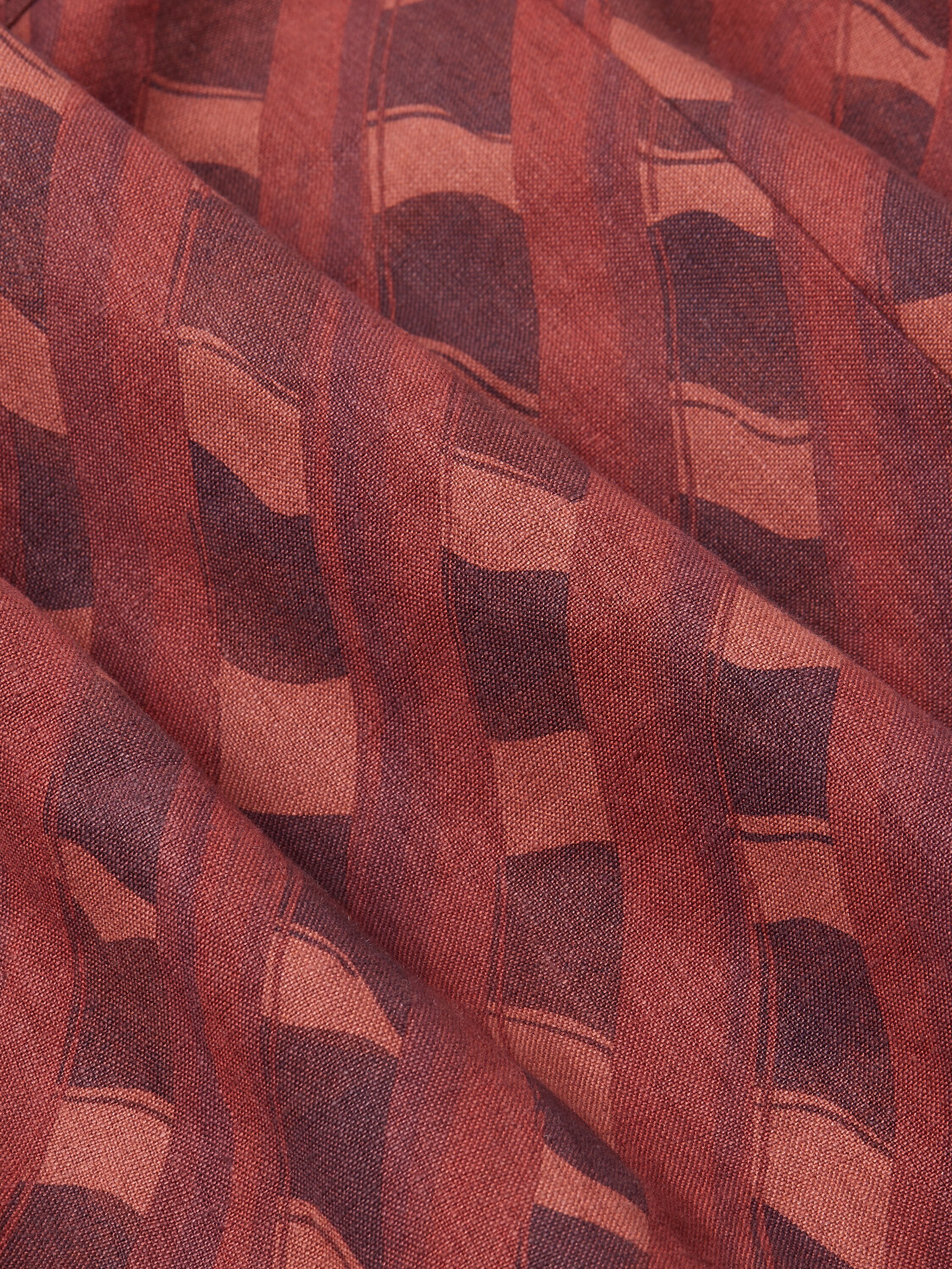 Camicia in Lino con Stampa Oasi a Rete Bordeaux Scuro Foto #2 di dettaglio del prodotto