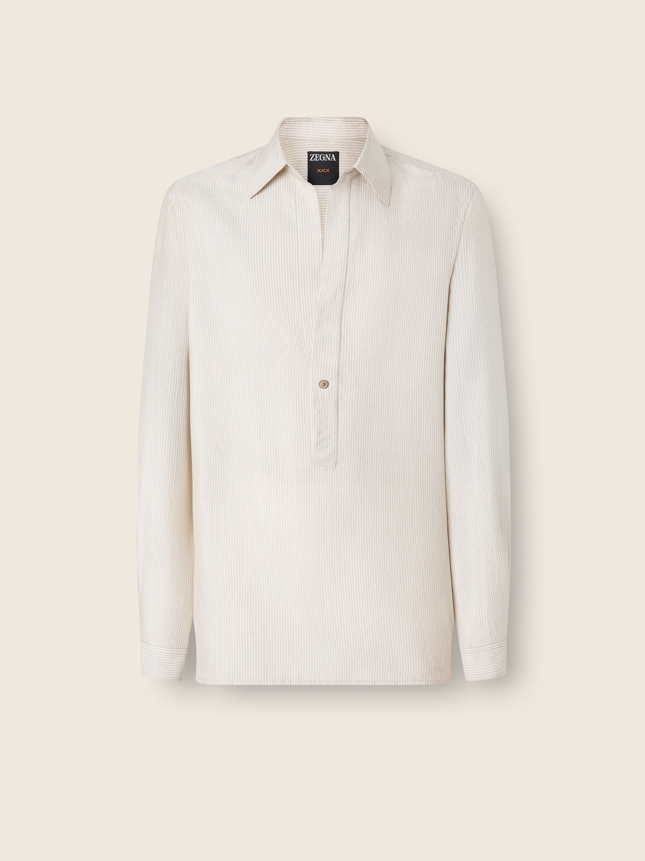 Gestreiftes Hemd aus Seide in Weiß und Beige Detailfoto #1 des Produkts