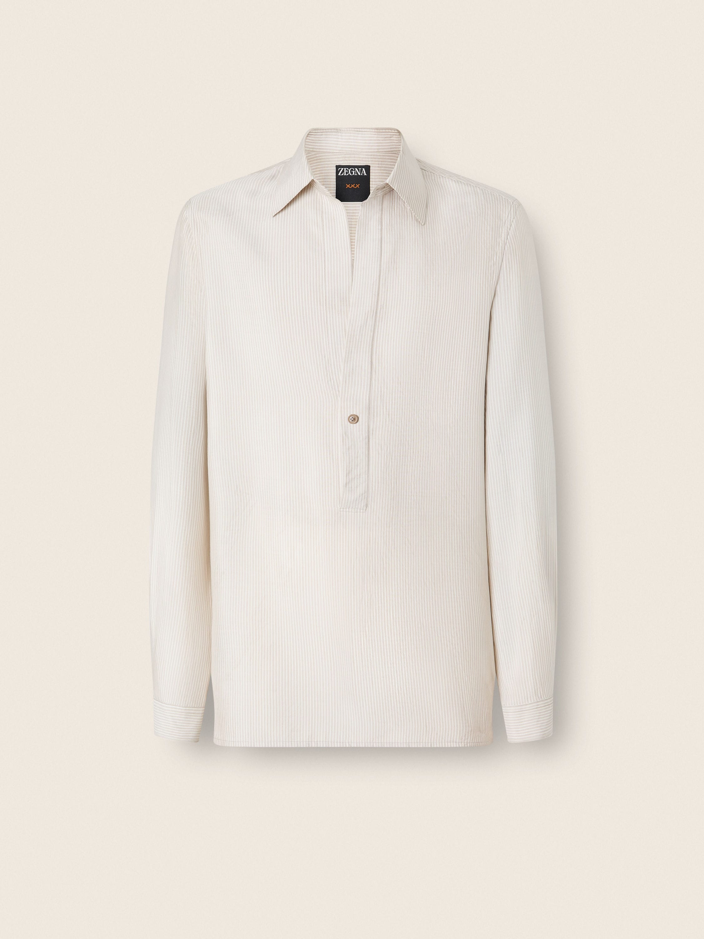 Gestreiftes Hemd aus Seide in Weiß und Beige Hauptproduktfoto