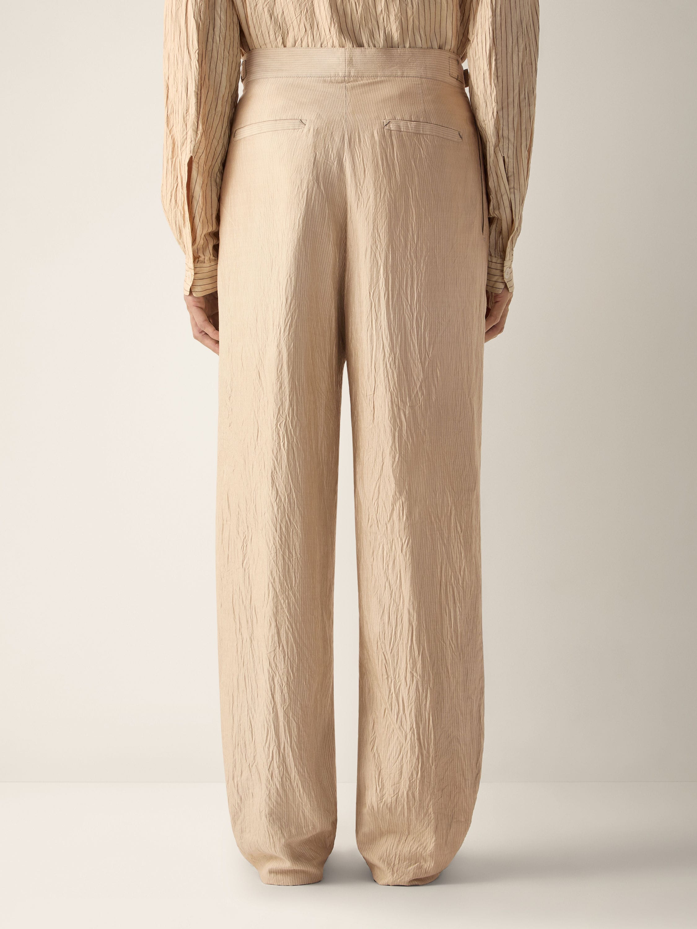 Pantaloni in Seta Beige e Marrone Foto #5 di dettaglio del prodotto