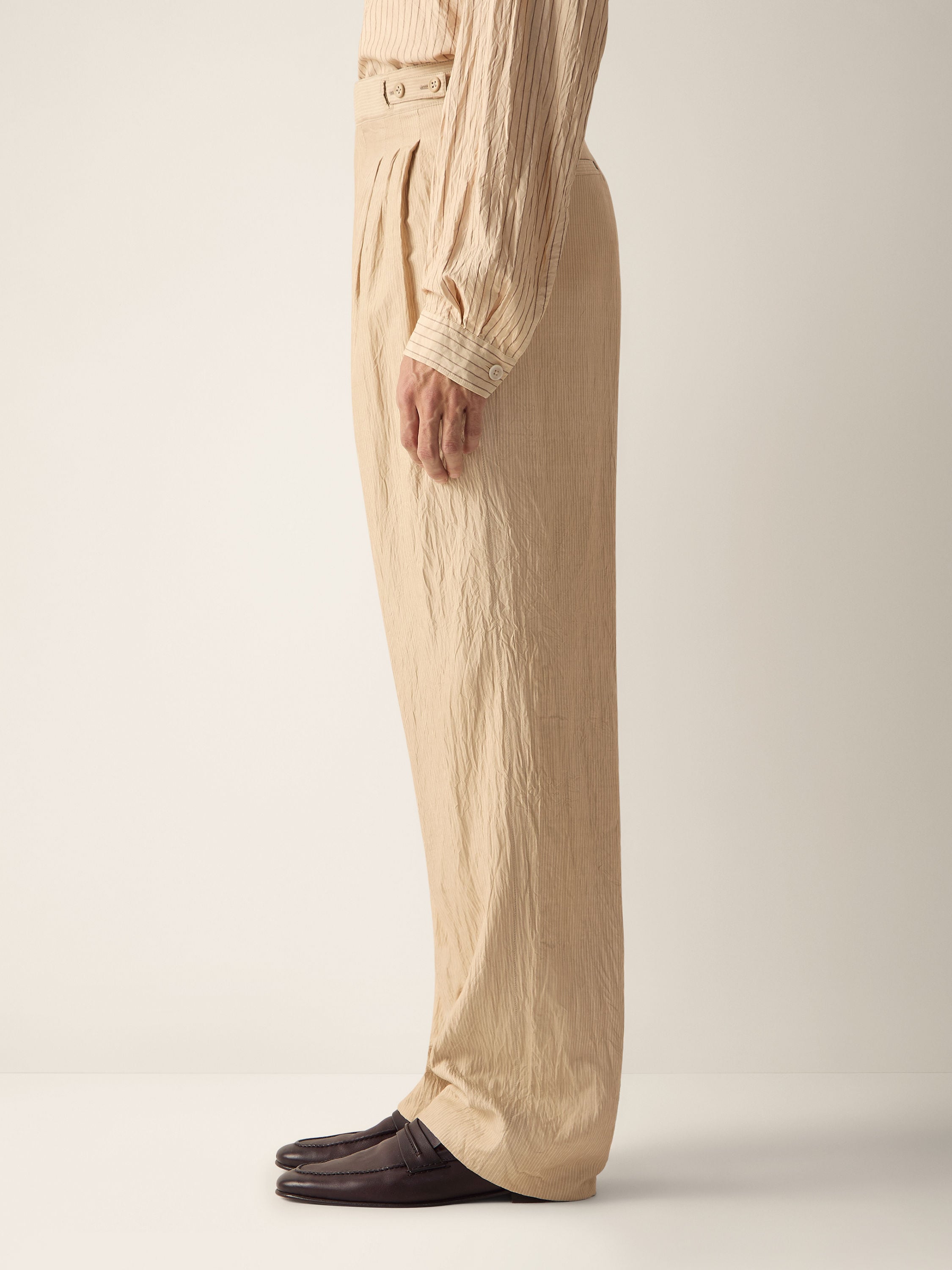 Pantaloni in Seta Beige e Marrone Foto #3 di dettaglio del prodotto