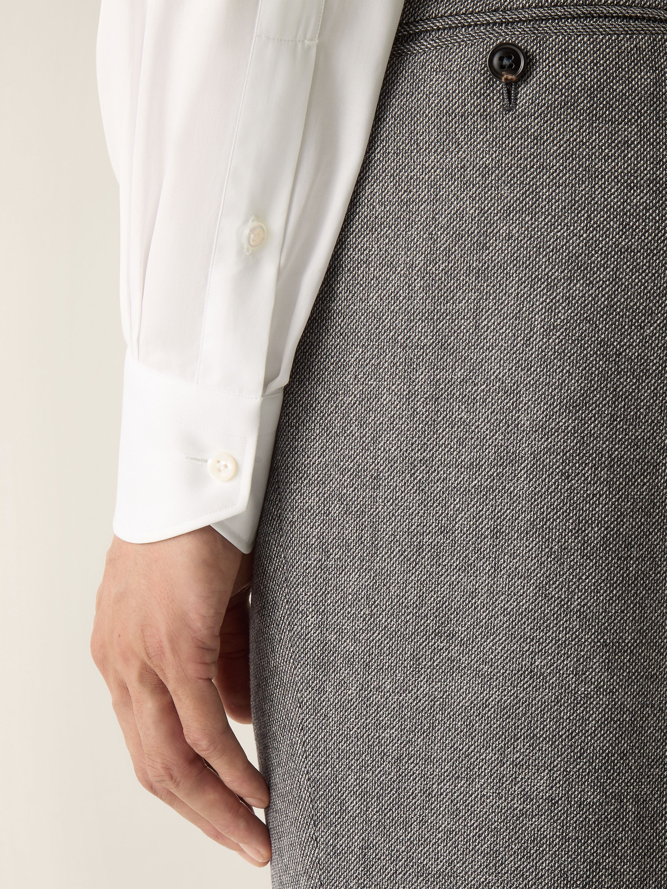 Optical White Trecapi Cotton Shirt Product detail photo #1