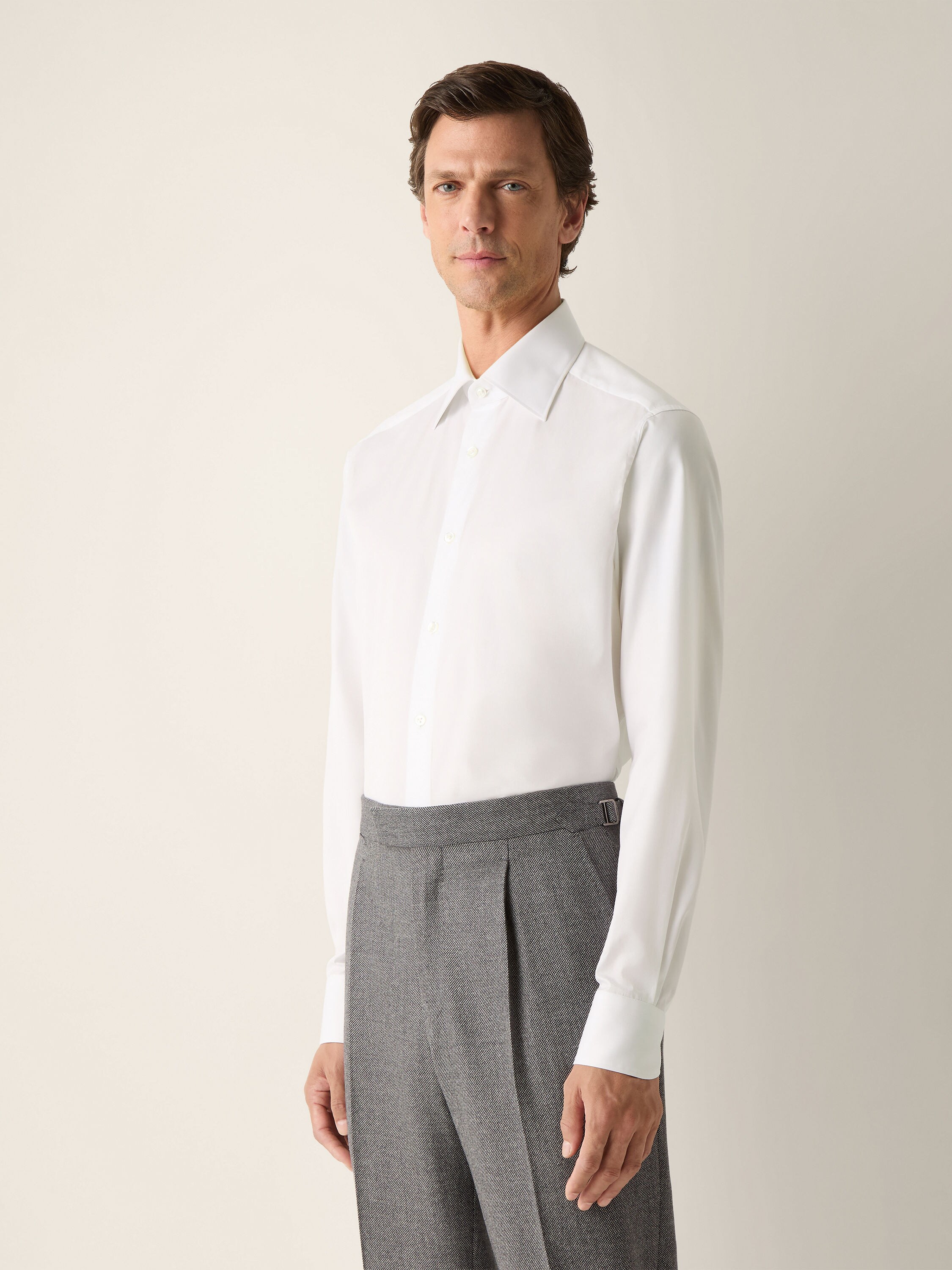 Optical White Trecapi Cotton Shirt Product detail photo #2