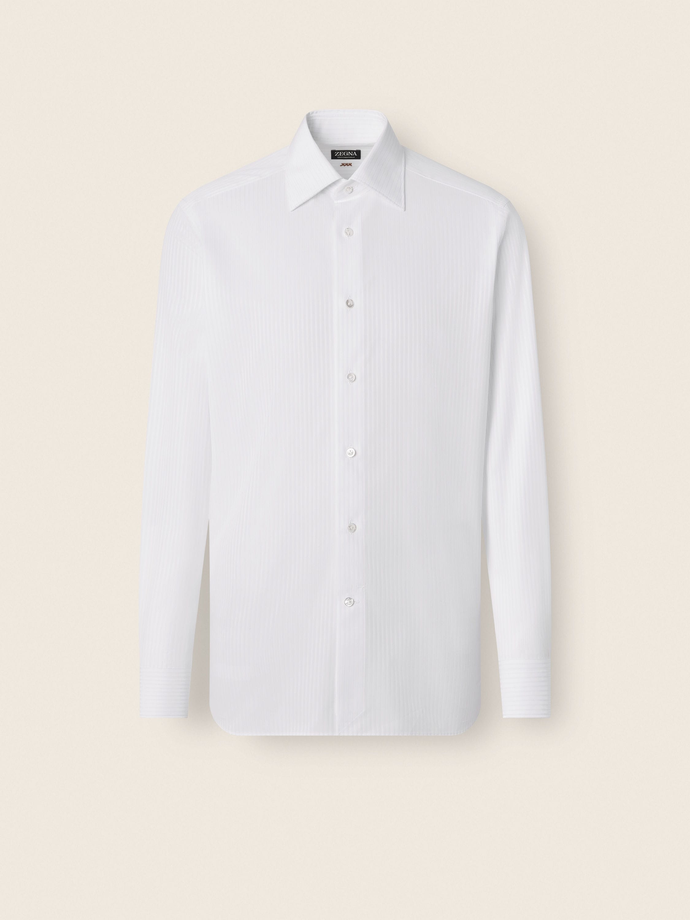 White and Light Blue Structured Striped Cotton Shirt Main product photo