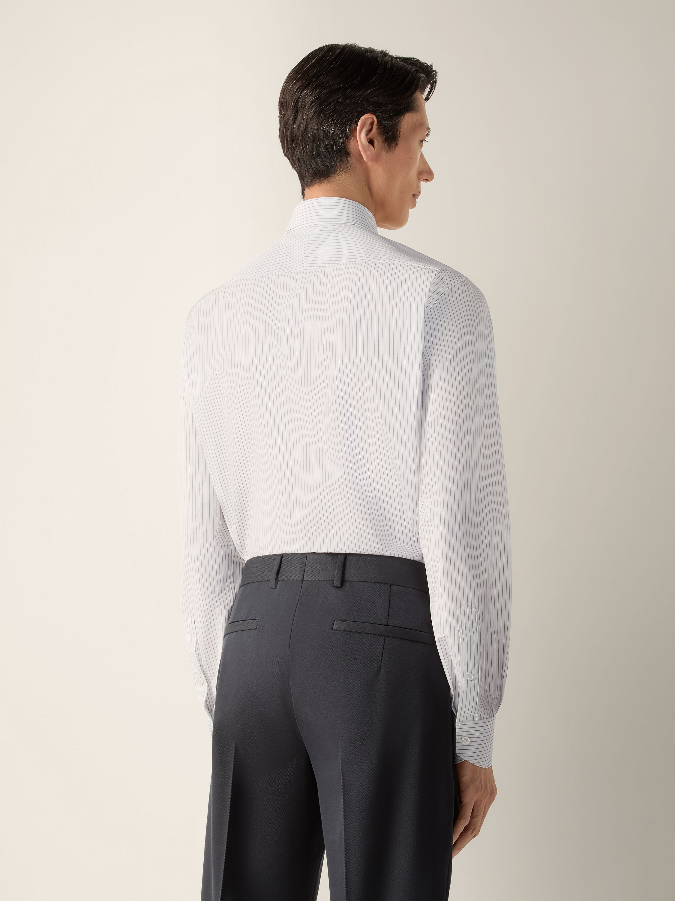 White and Black Micro-striped Cotton Shirt Product detail photo #3