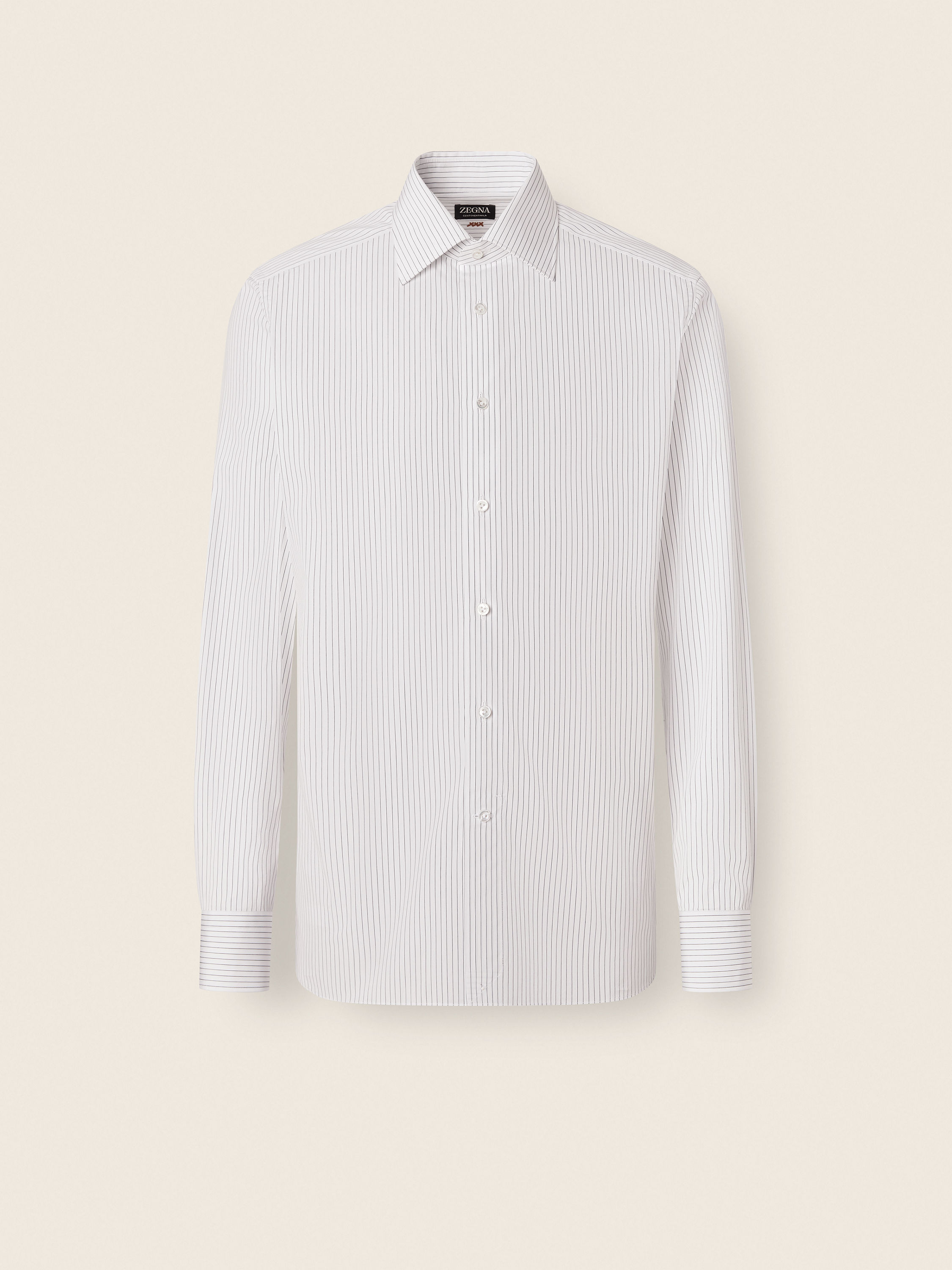 White and Black Micro-striped Cotton Shirt Main product photo