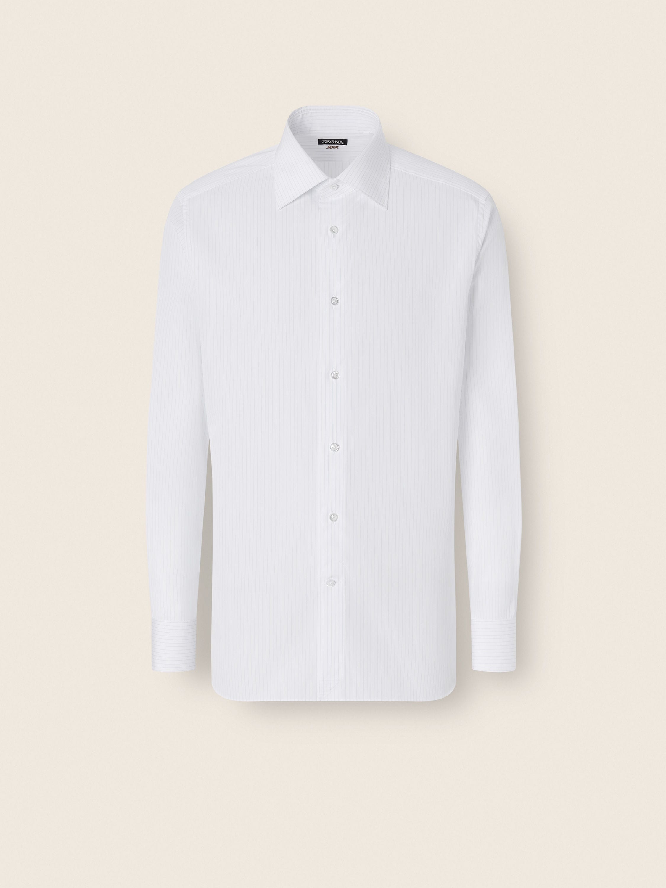White and Light Blue Micro-striped Cotton Shirt Main product photo