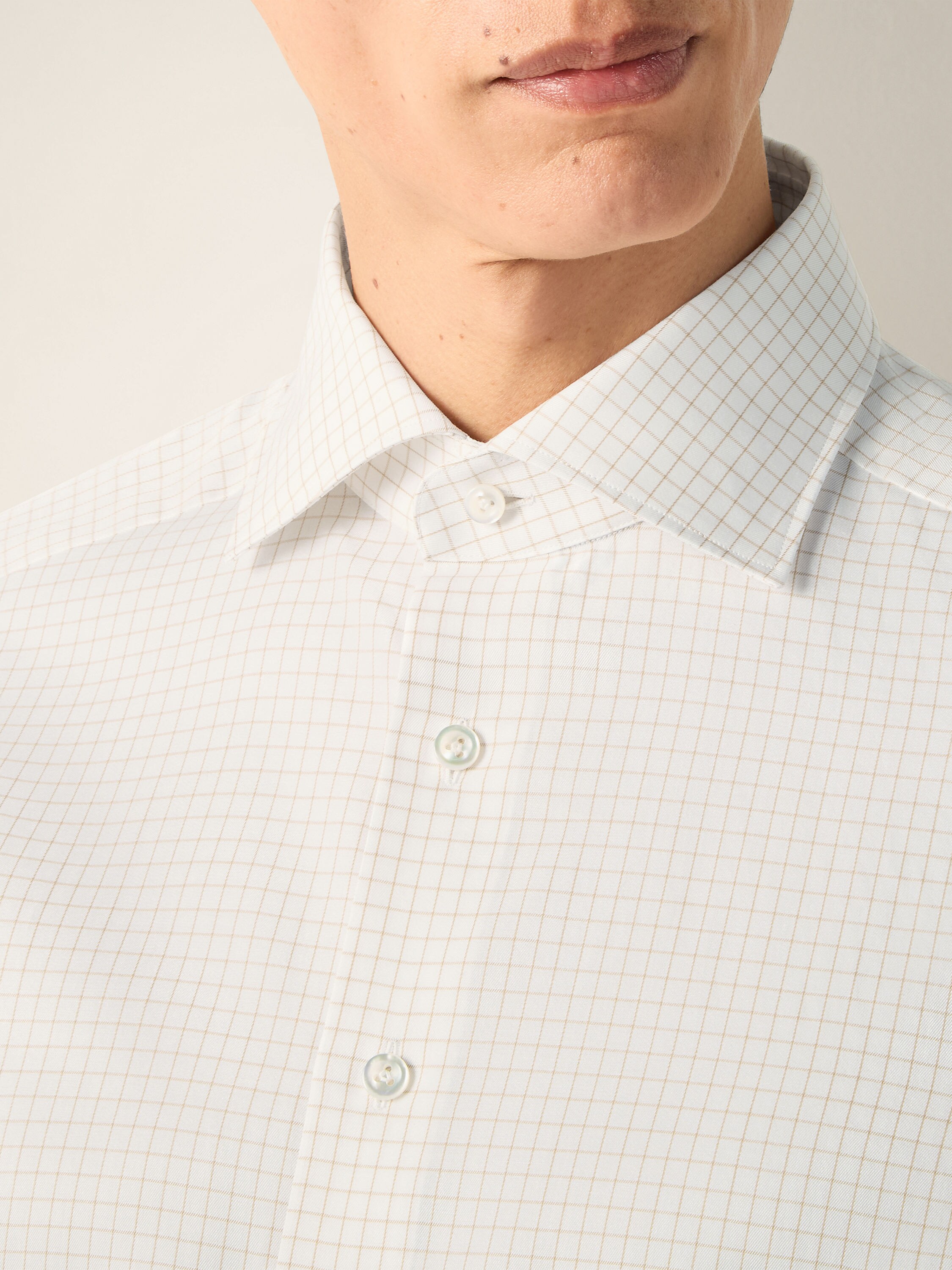 White and Yellow Checked Cotton Shirt Product detail photo #1
