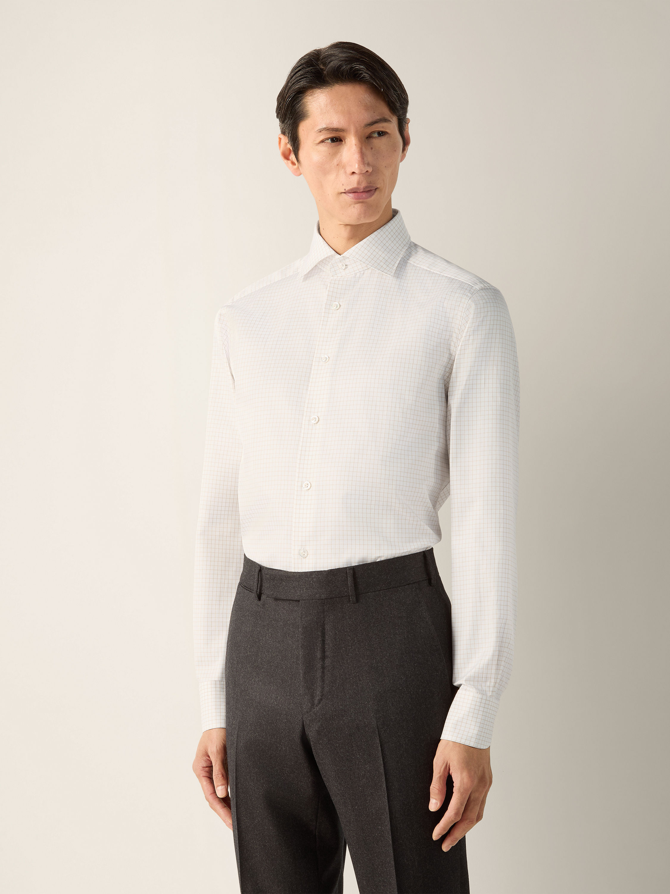 White and Yellow Checked Cotton Shirt Product detail photo #2