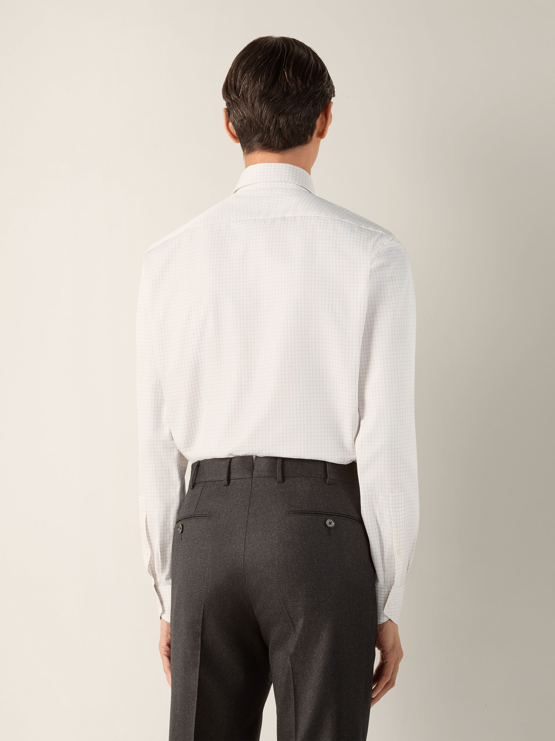 White and Yellow Checked Cotton Shirt Product detail photo #3