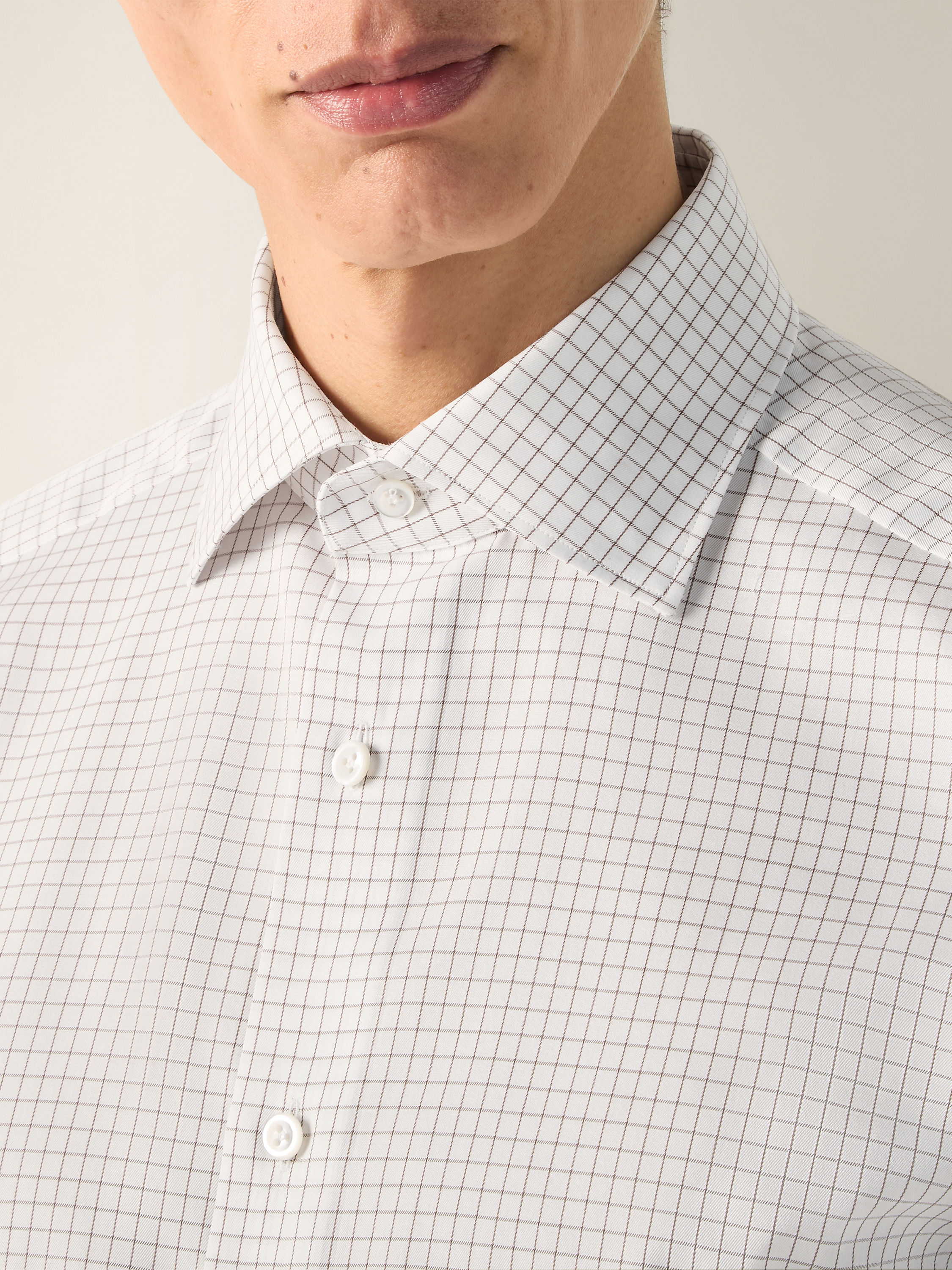 White and Dark Grey Checked Cotton Shirt Product detail photo #1