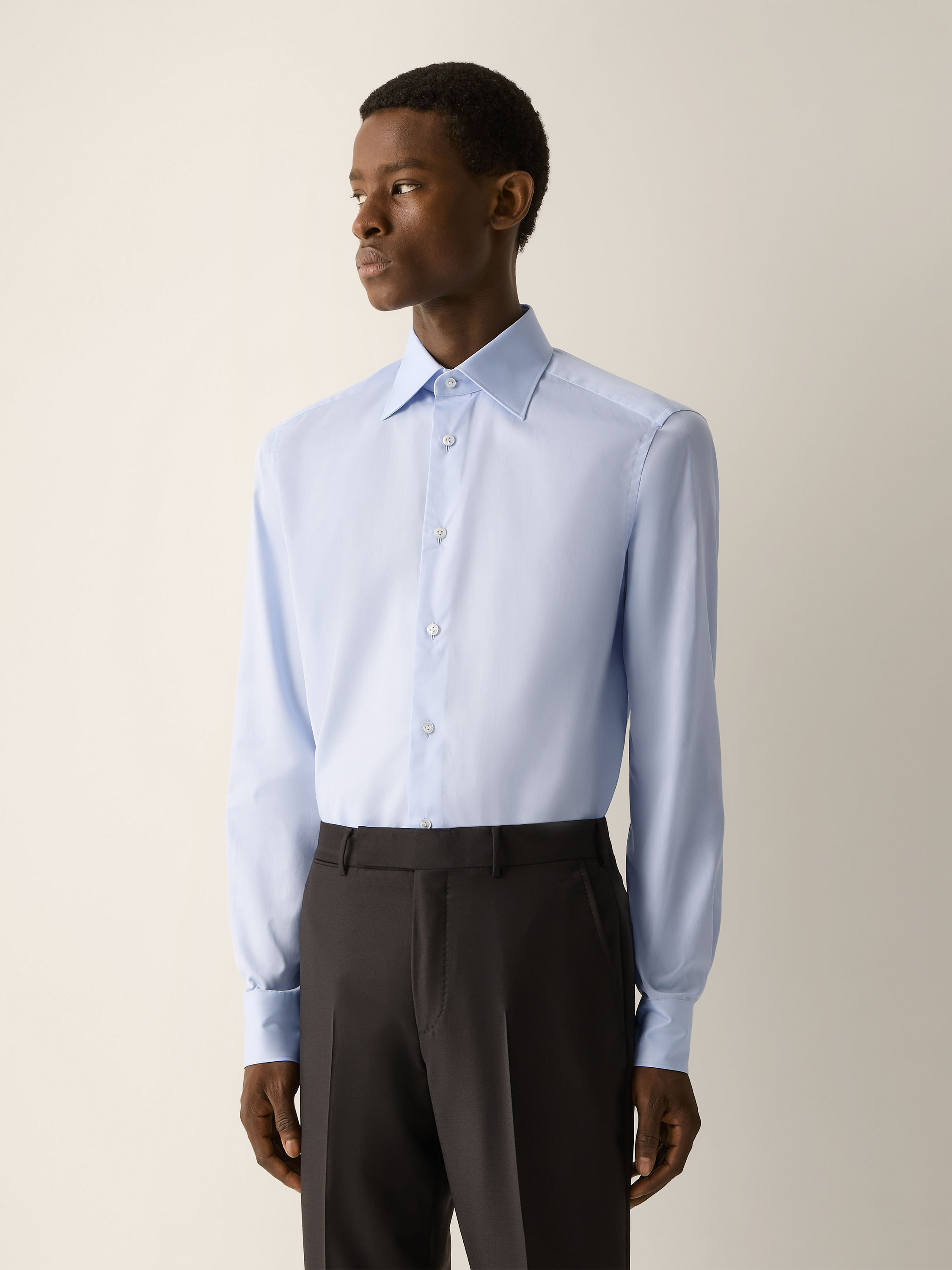 Light Blue 300 Cotton Shirt Product detail photo #2