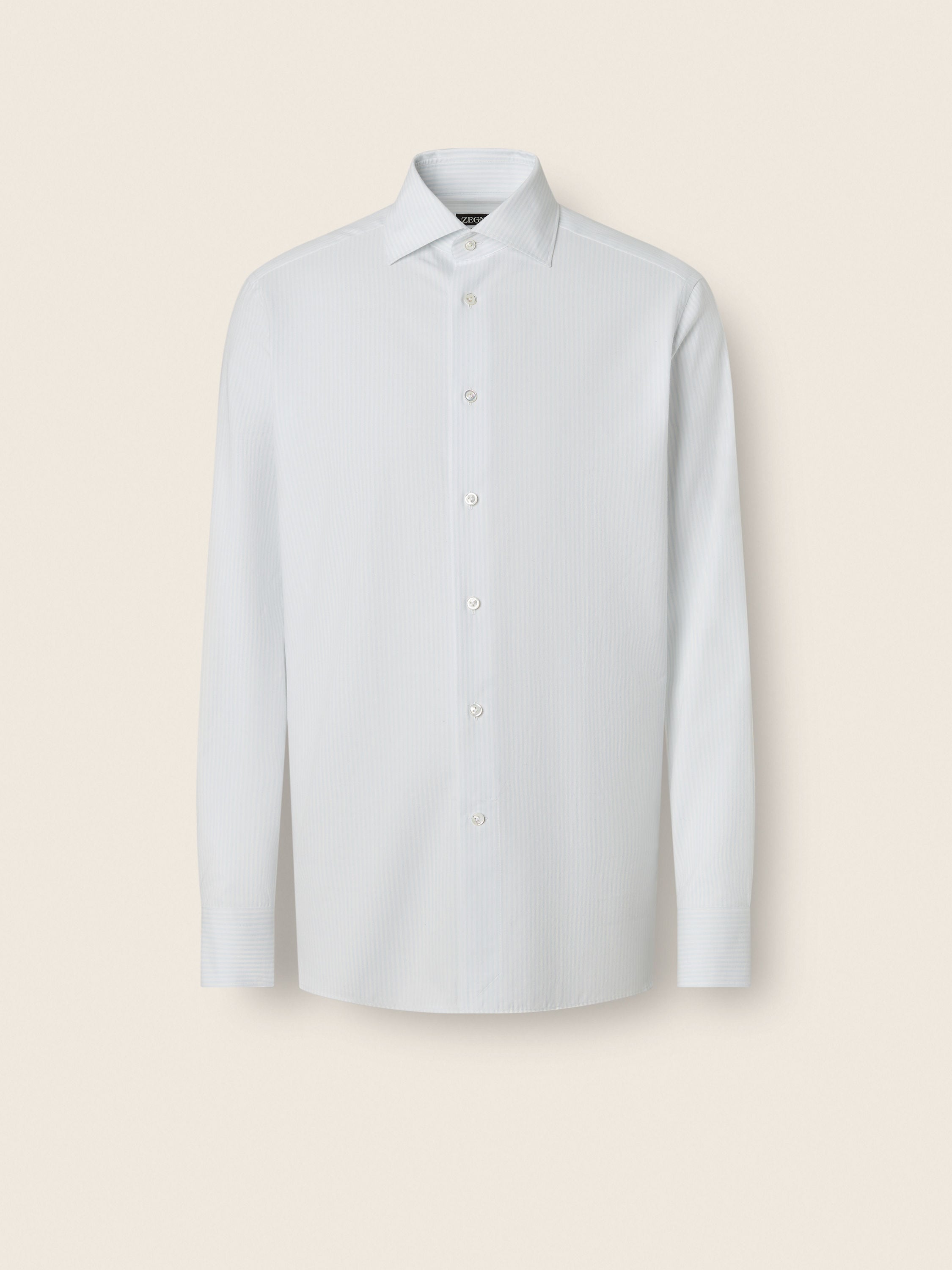 Light Blue and White Striped Cotton and Cashmere Shirt Main product photo