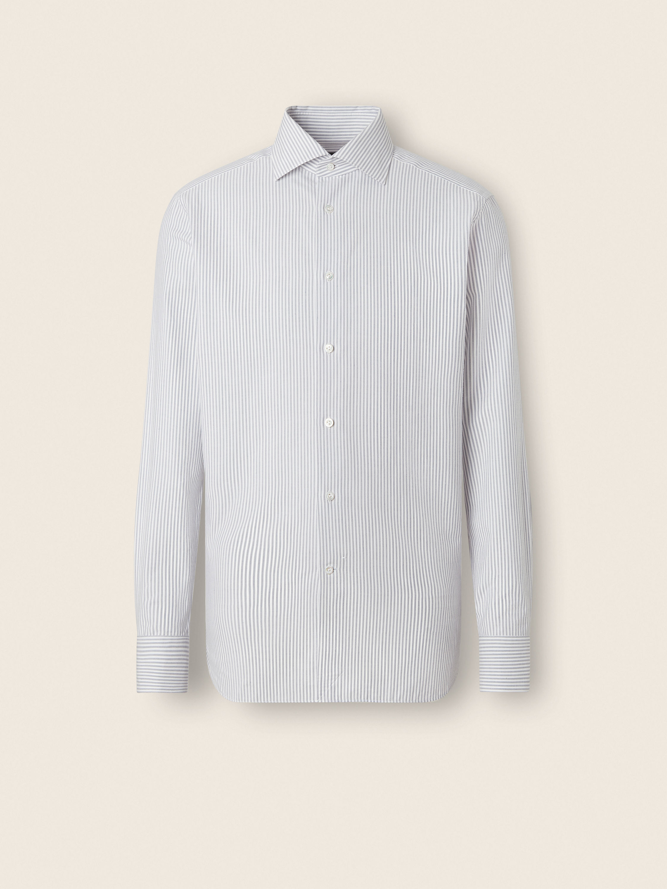 Navy Blue and White Striped Cotton and Cashmere Shirt Main product photo