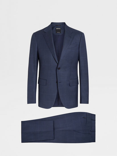 Blue Prince of Wales Multiseason Wool Natural Suit FW23 22032205 