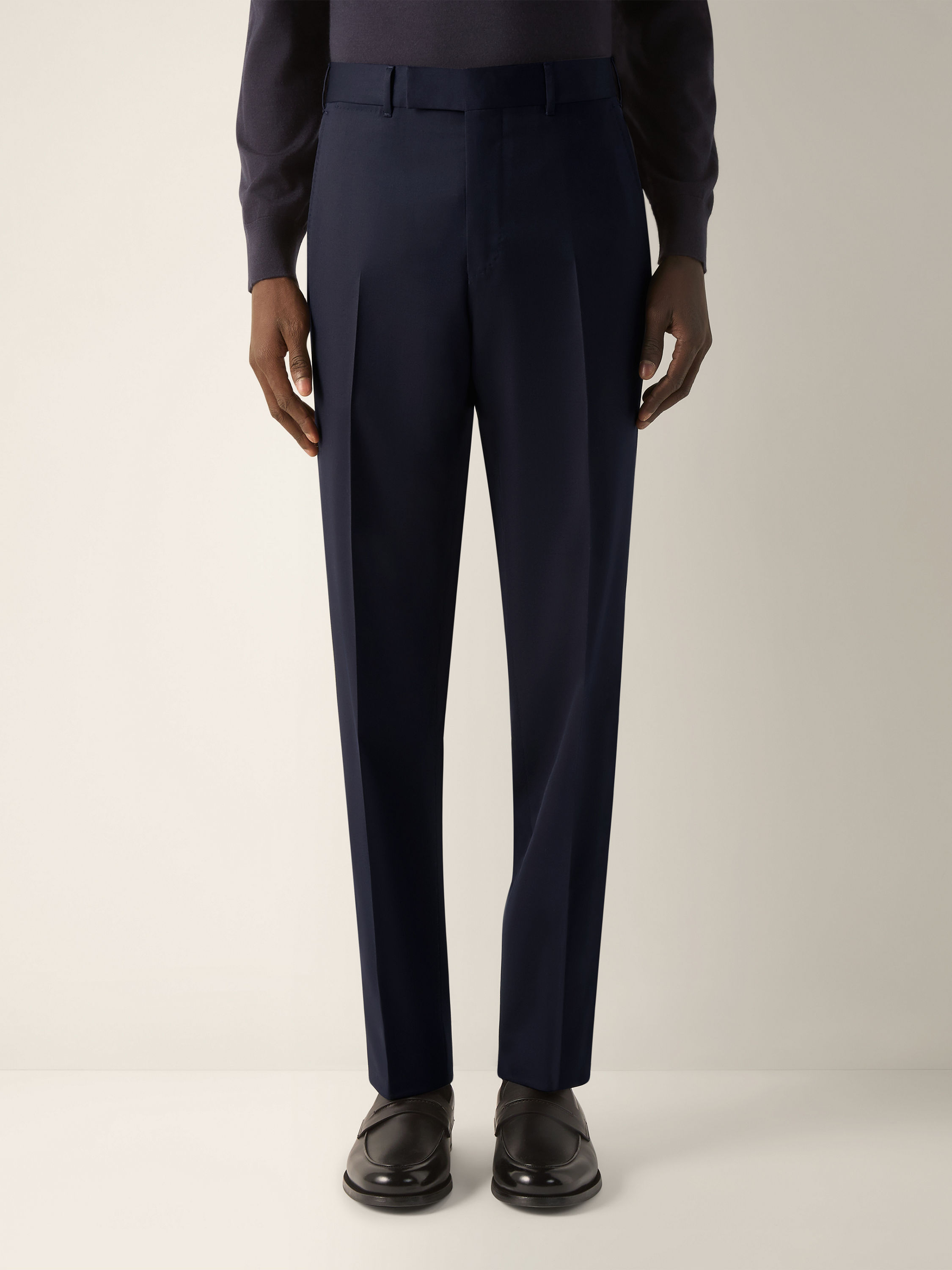 Navy Blue Trofeo 120mila Wool Pants Product detail photo #3