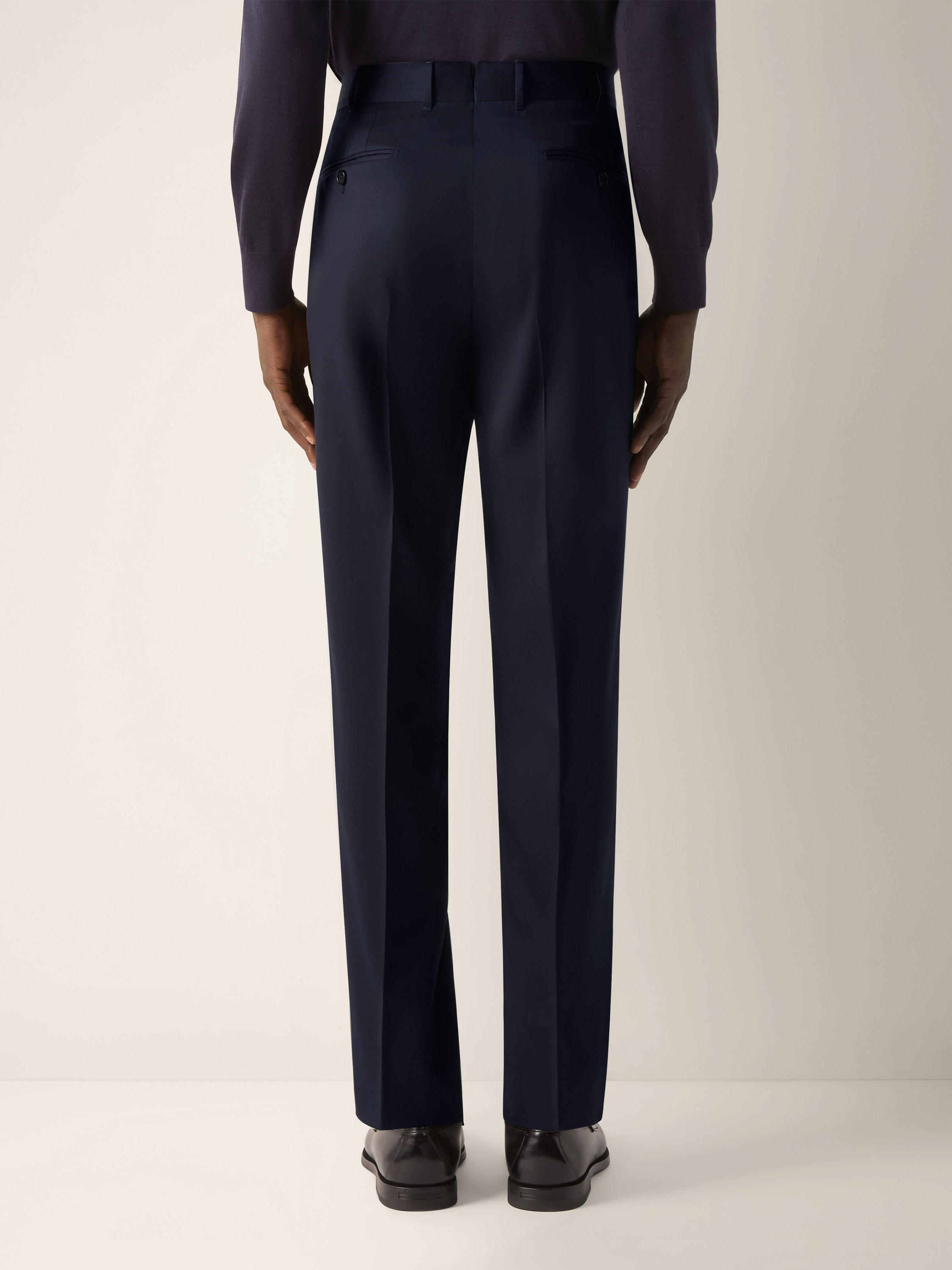 Navy Blue Trofeo 120mila Wool Pants Product detail photo #4