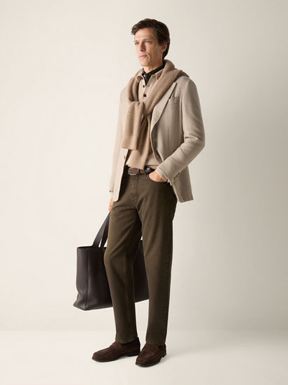 Light Beige Cashmere Silk and Linen Jacket FW26 39297510 | Zegna LU