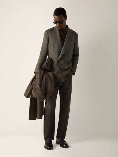olive green dress jacket Dark Cashmere Silk and Linen FW26 39297461 dusty-products