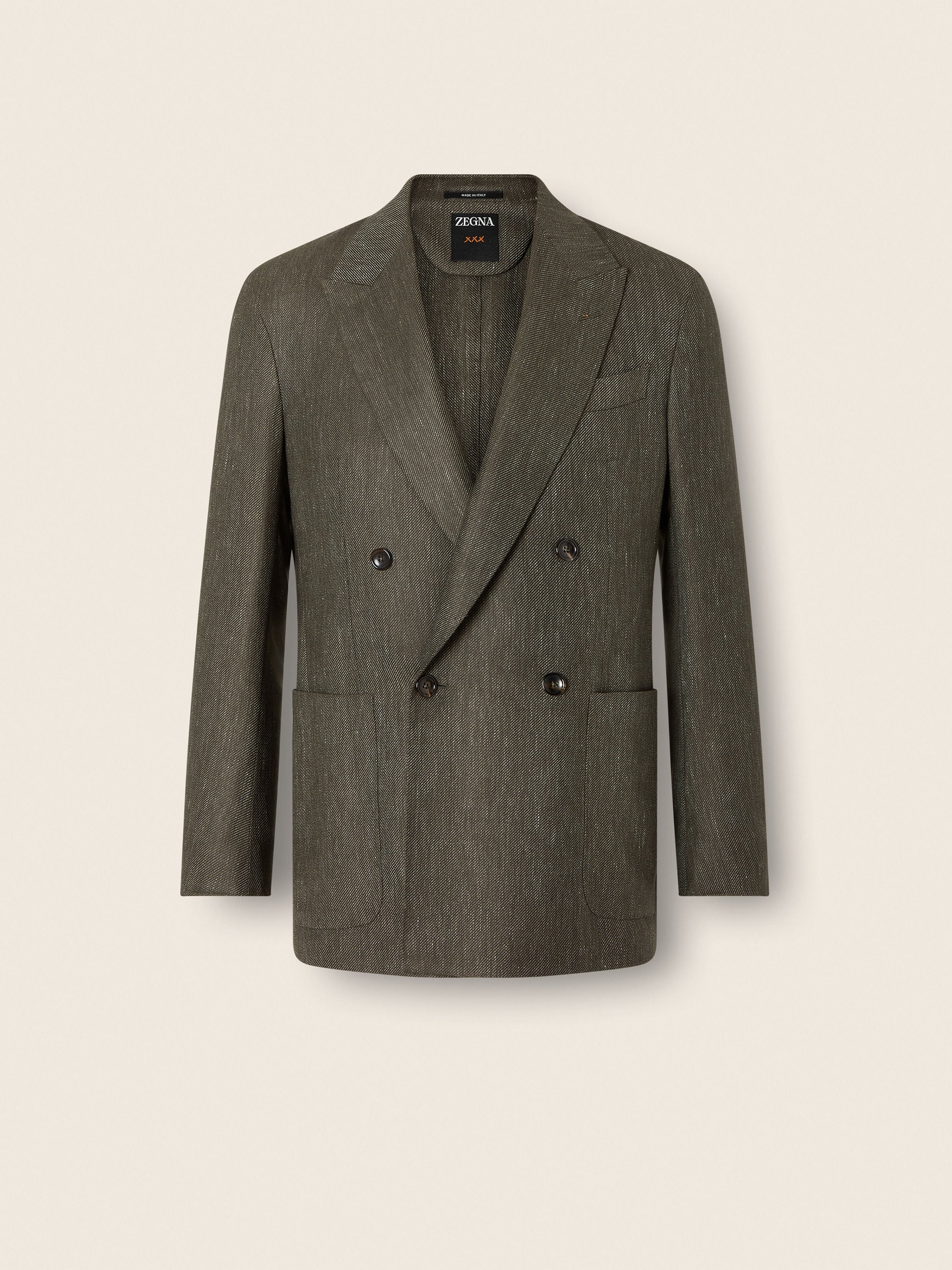 Dark Olive Green Cashmere Silk and Linen Jacket Main product photo