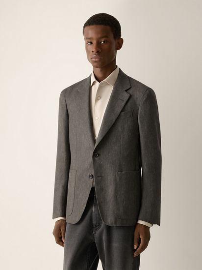 Dark Olive Green Cashmere Silk and Linen Jacket FW26 39297441