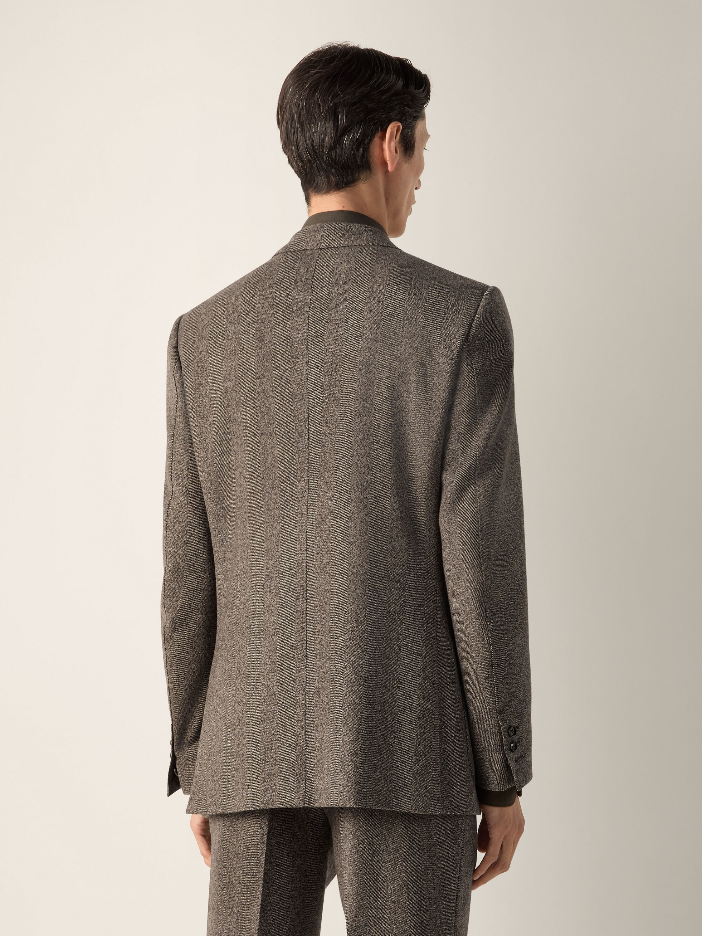 Light Beige and Dark Brown Wool and Cashmere Jacket Product detail photo #5