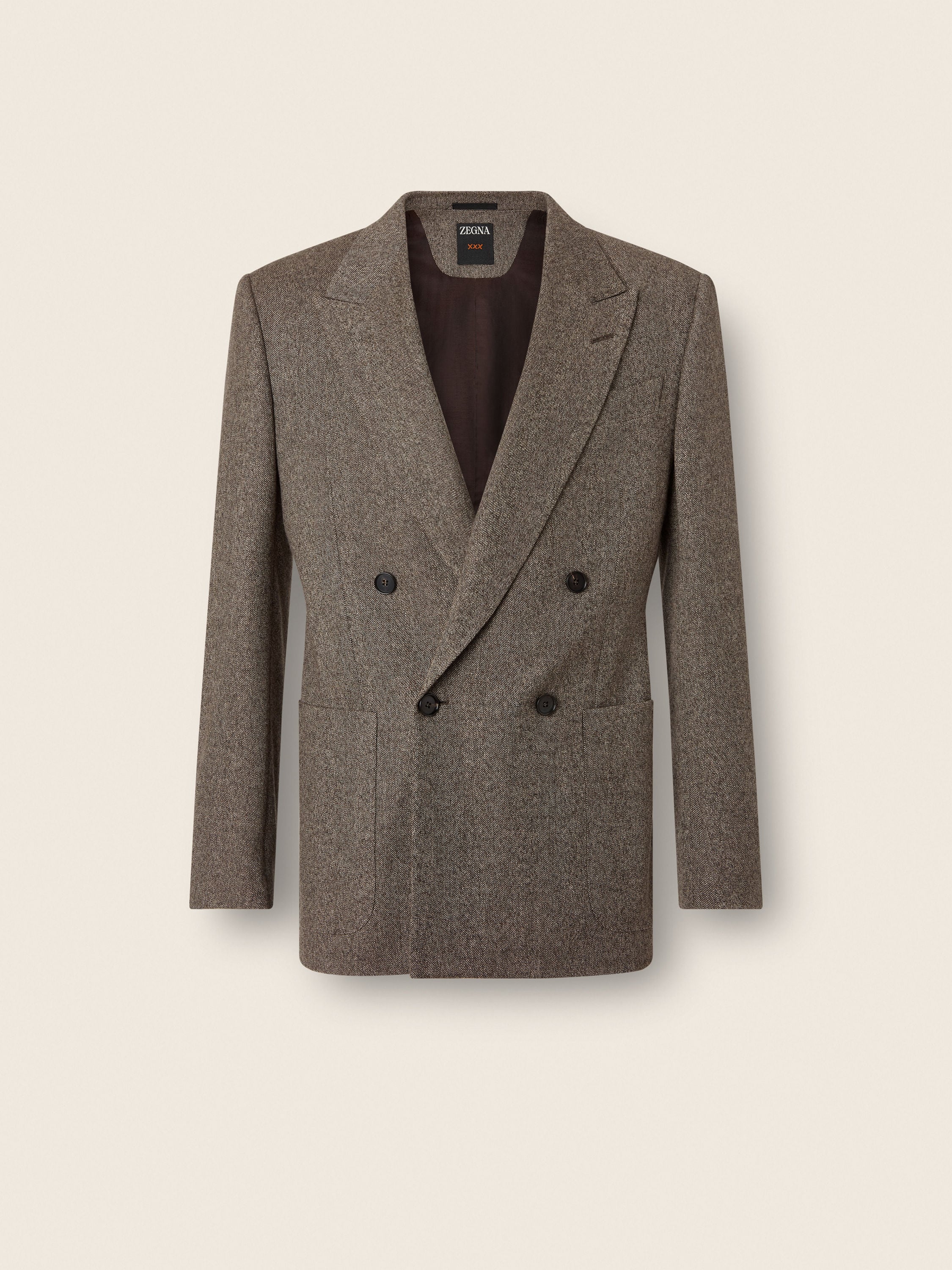 Light Beige and Dark Brown Wool and Cashmere Jacket Main product photo